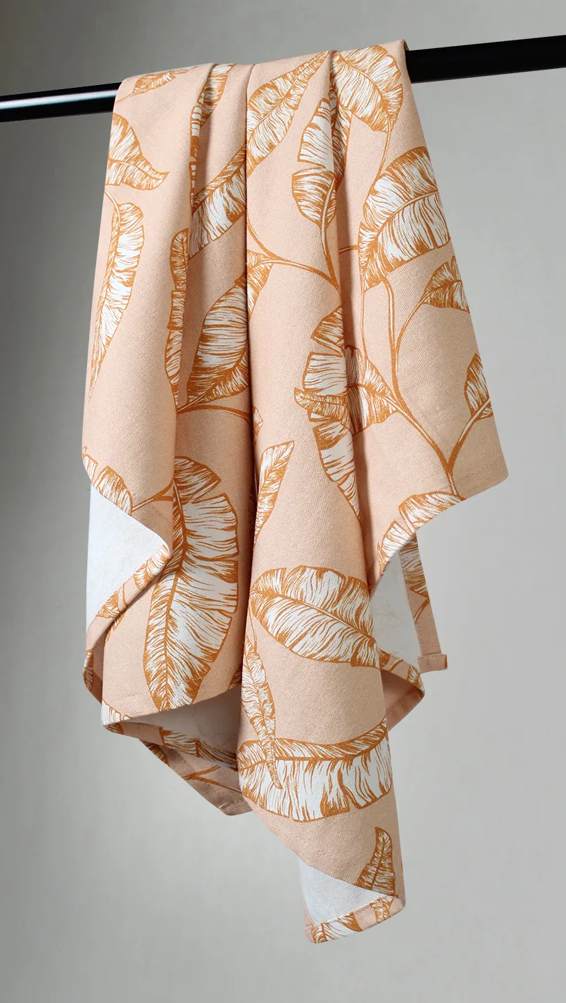 Køkkenhåndklæde 2-pak - Leaves (orange)