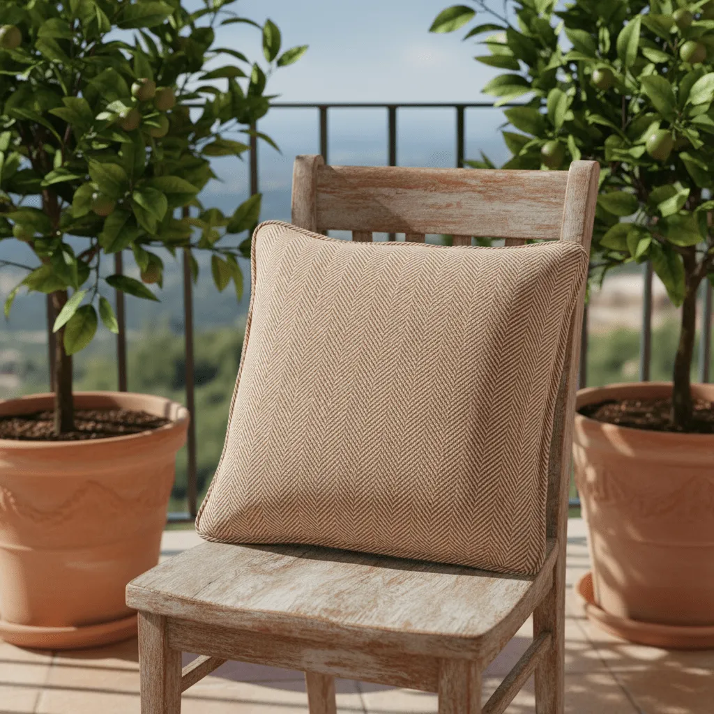 Pudebetræk - Denisa Fishbone (brun/hvid)