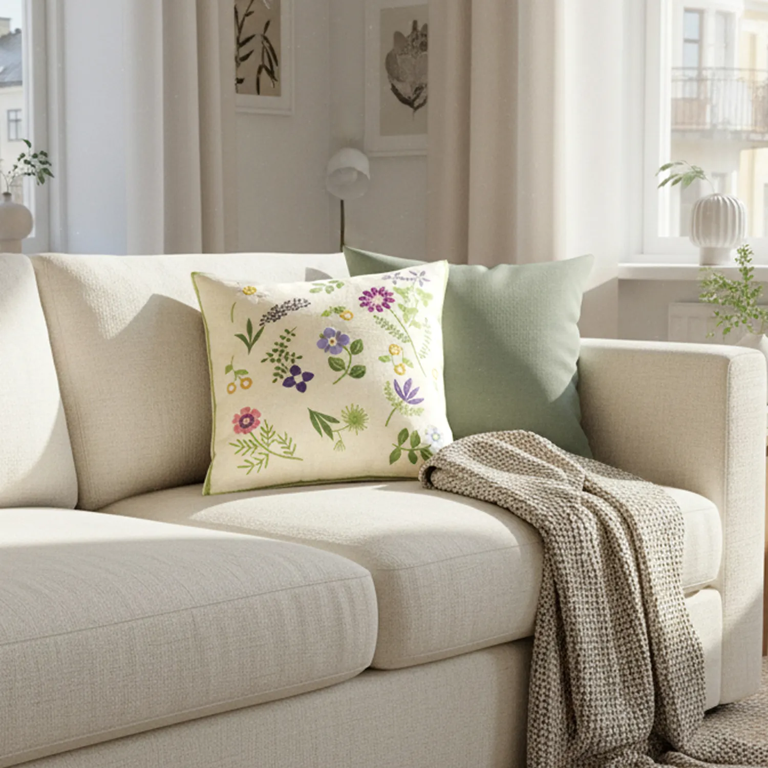 Pudebetræk - Esbo Embroidered Cushion Cover (multi)
