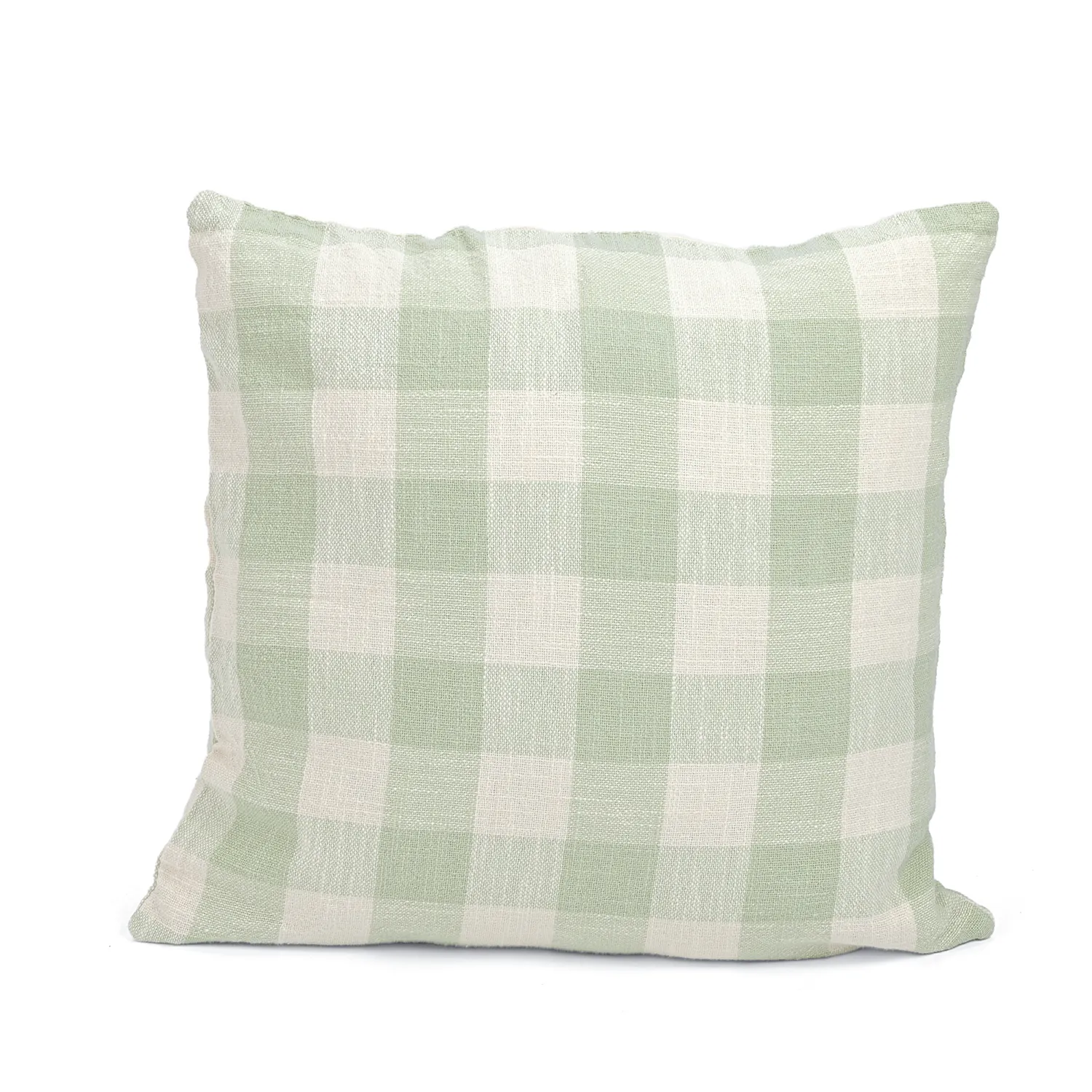 Pudebetræk - Isela check cotton cushion cover (creme/lysegrøn)