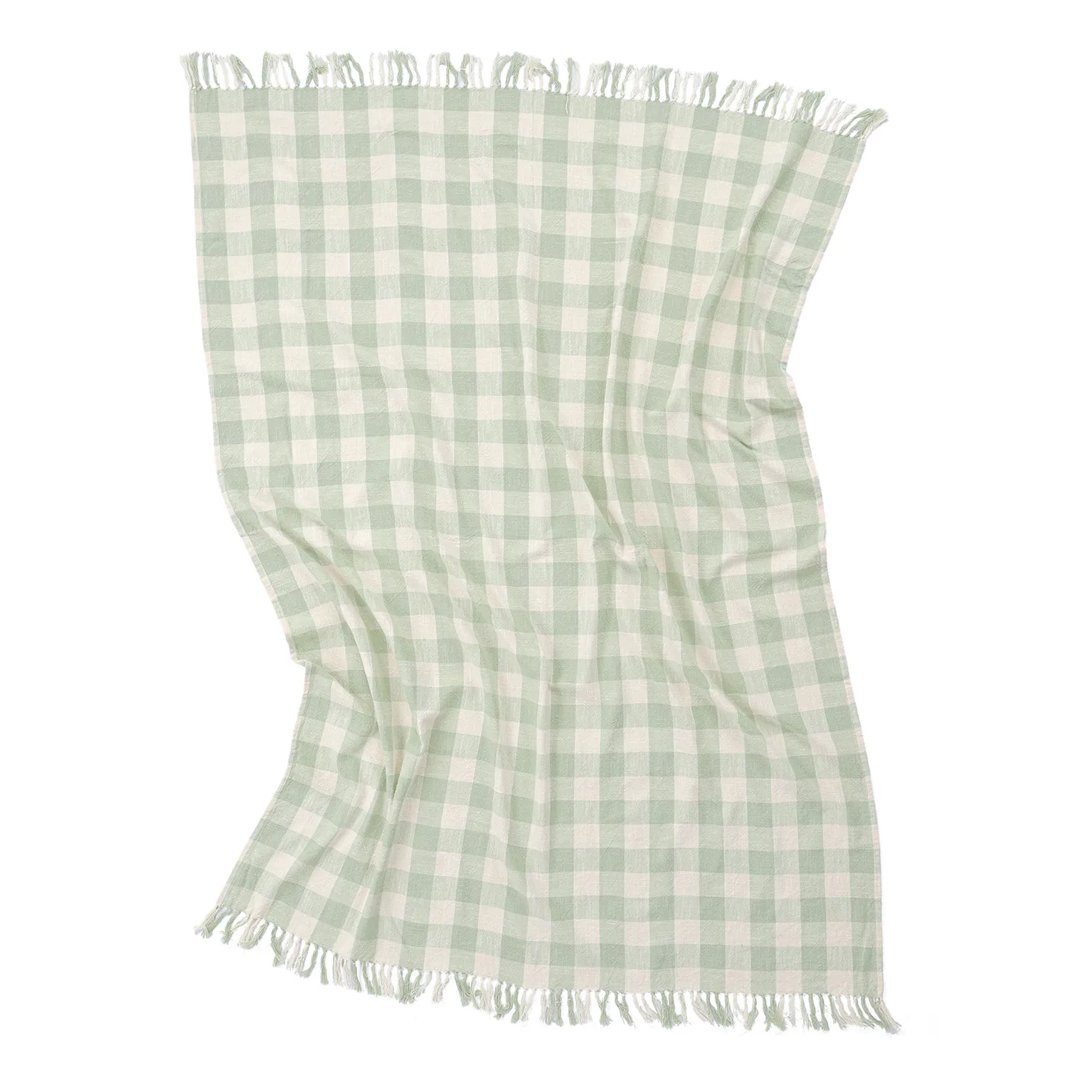 Plaid - Isela check cotton throw (creme/lysegrøn)