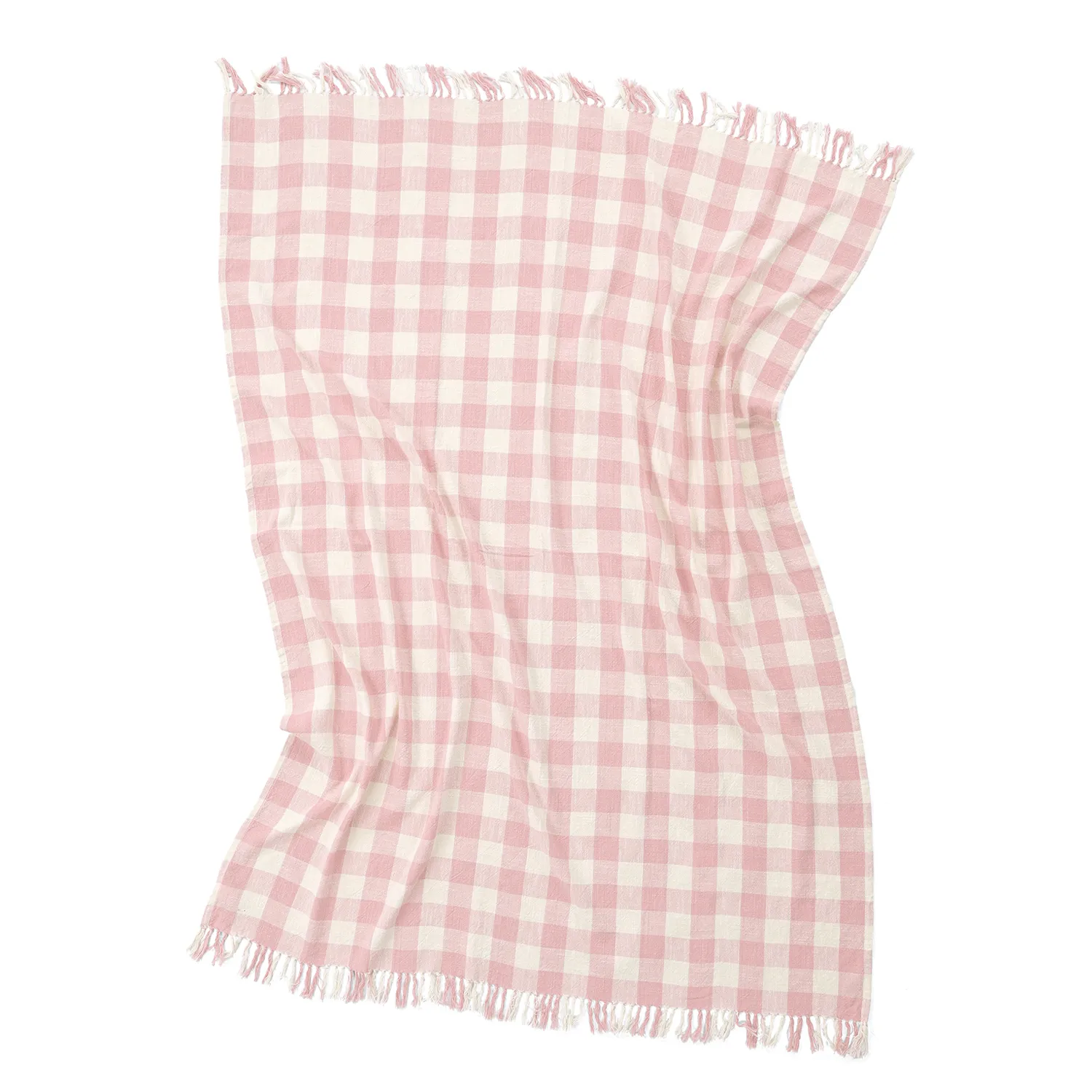 Plaid - Isela check cotton throw (creme/lyserød)