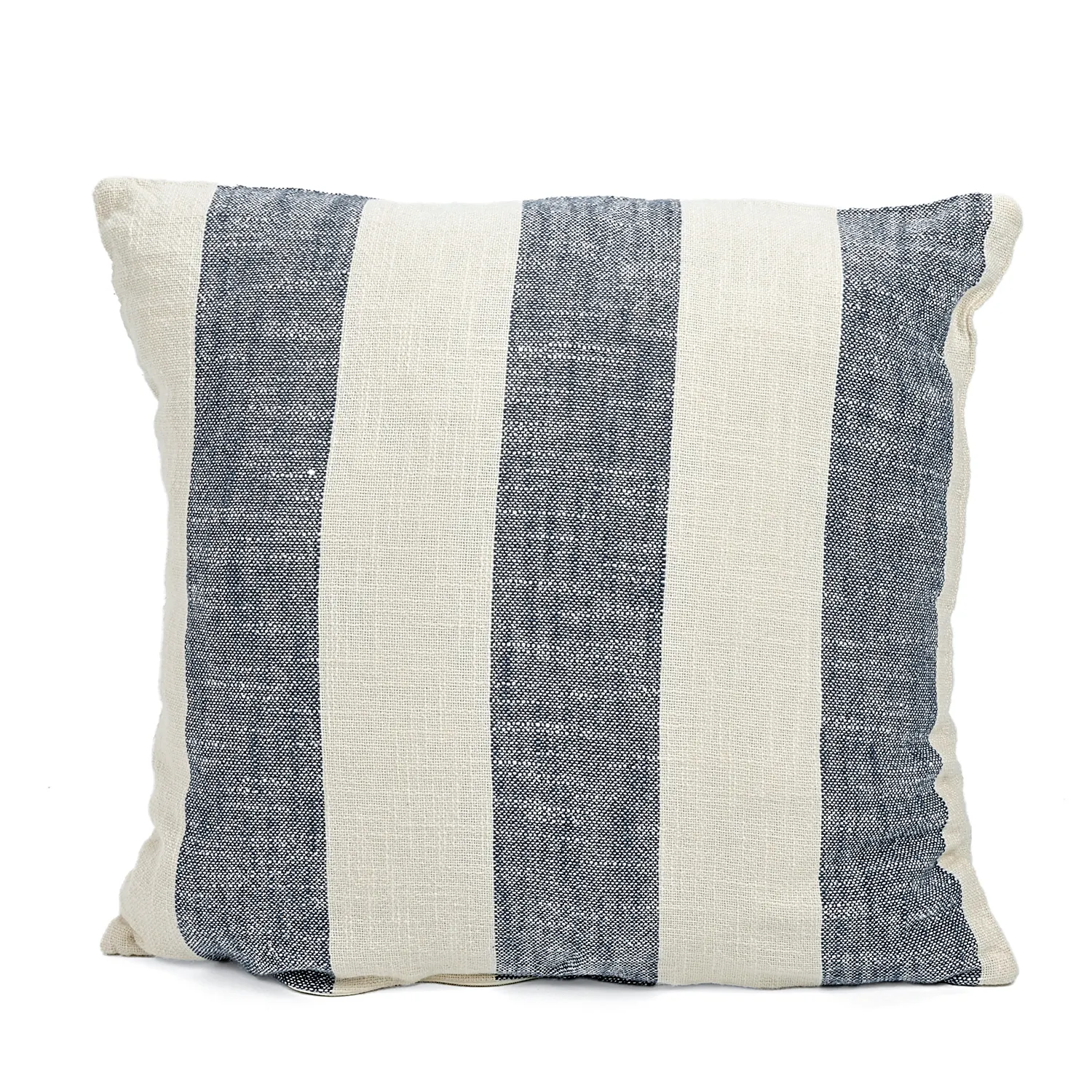 Pudebetræk - Kora stripe cotton cushion cover (creme/marineblå)
