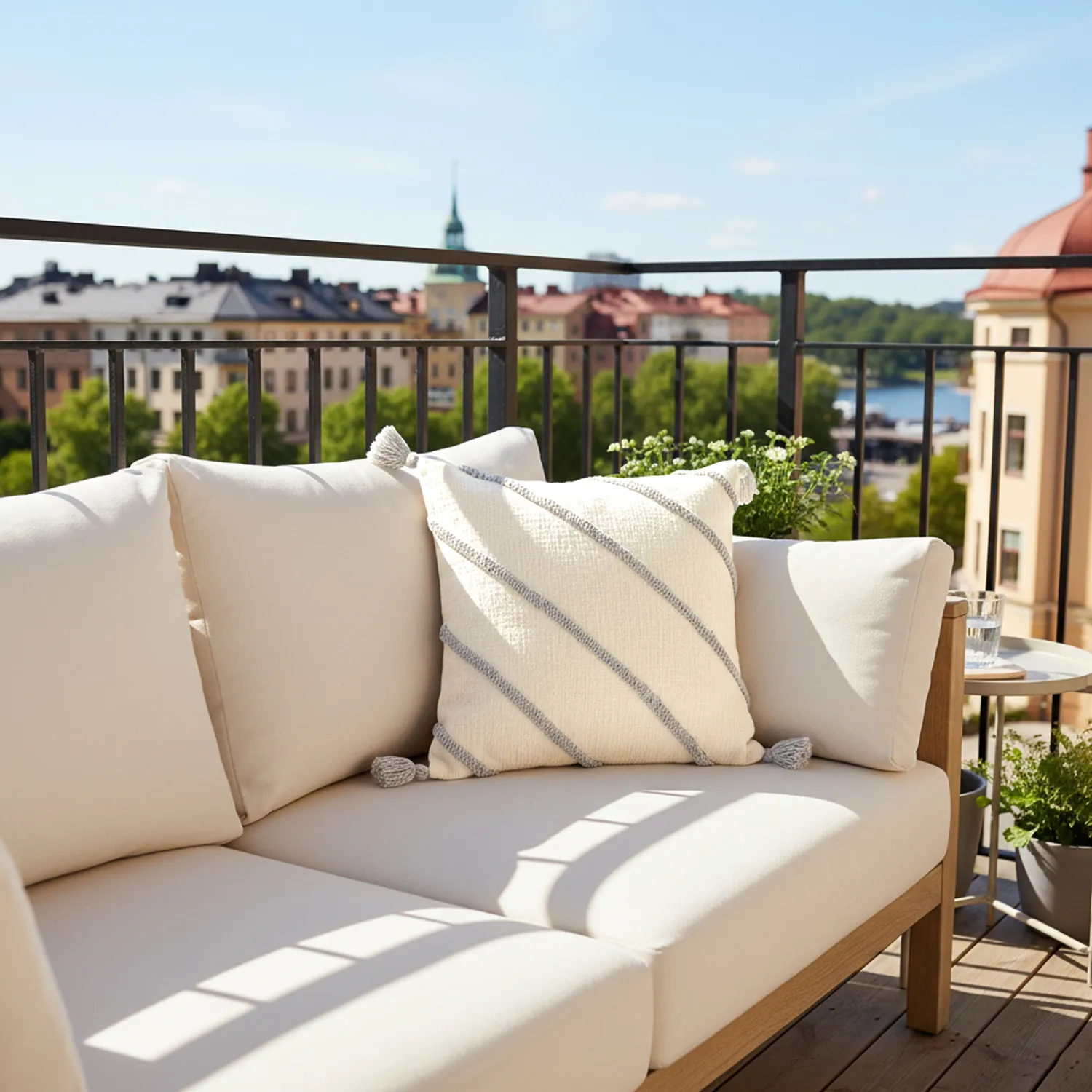 Pudebetræk - Montreux (off white/grå)