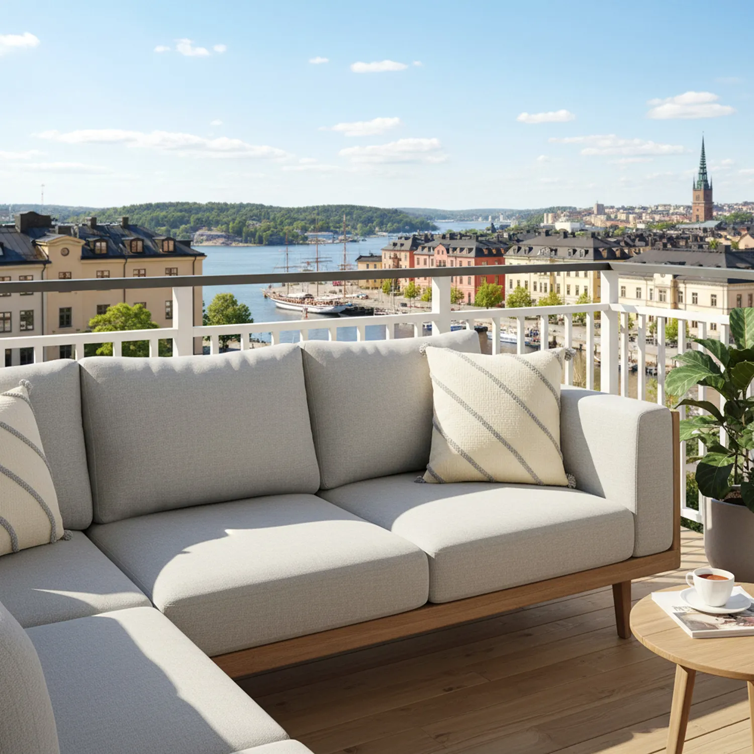 Pudebetræk - Montreux (off white/grå)