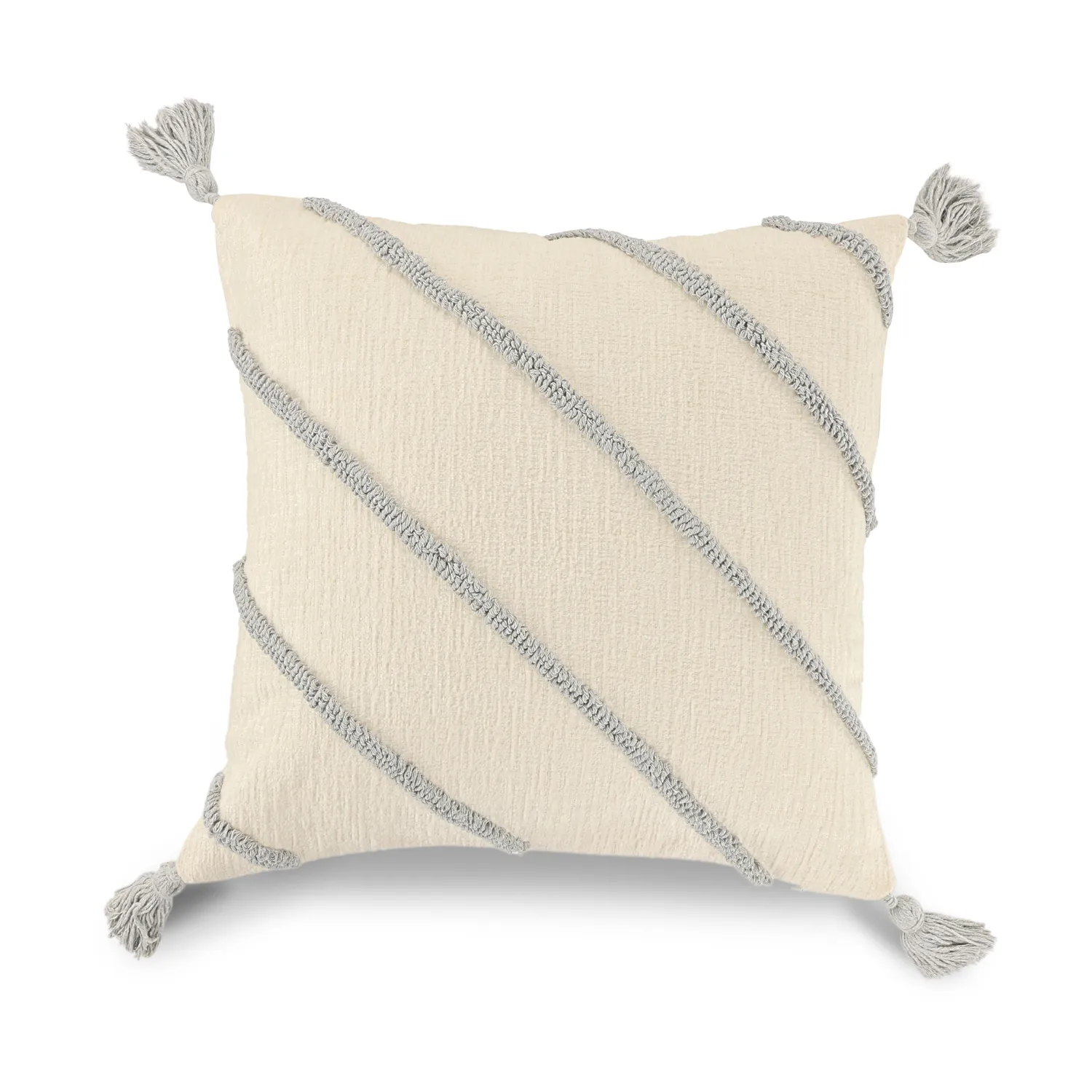 Pudebetræk - Montreux (off white/grå)