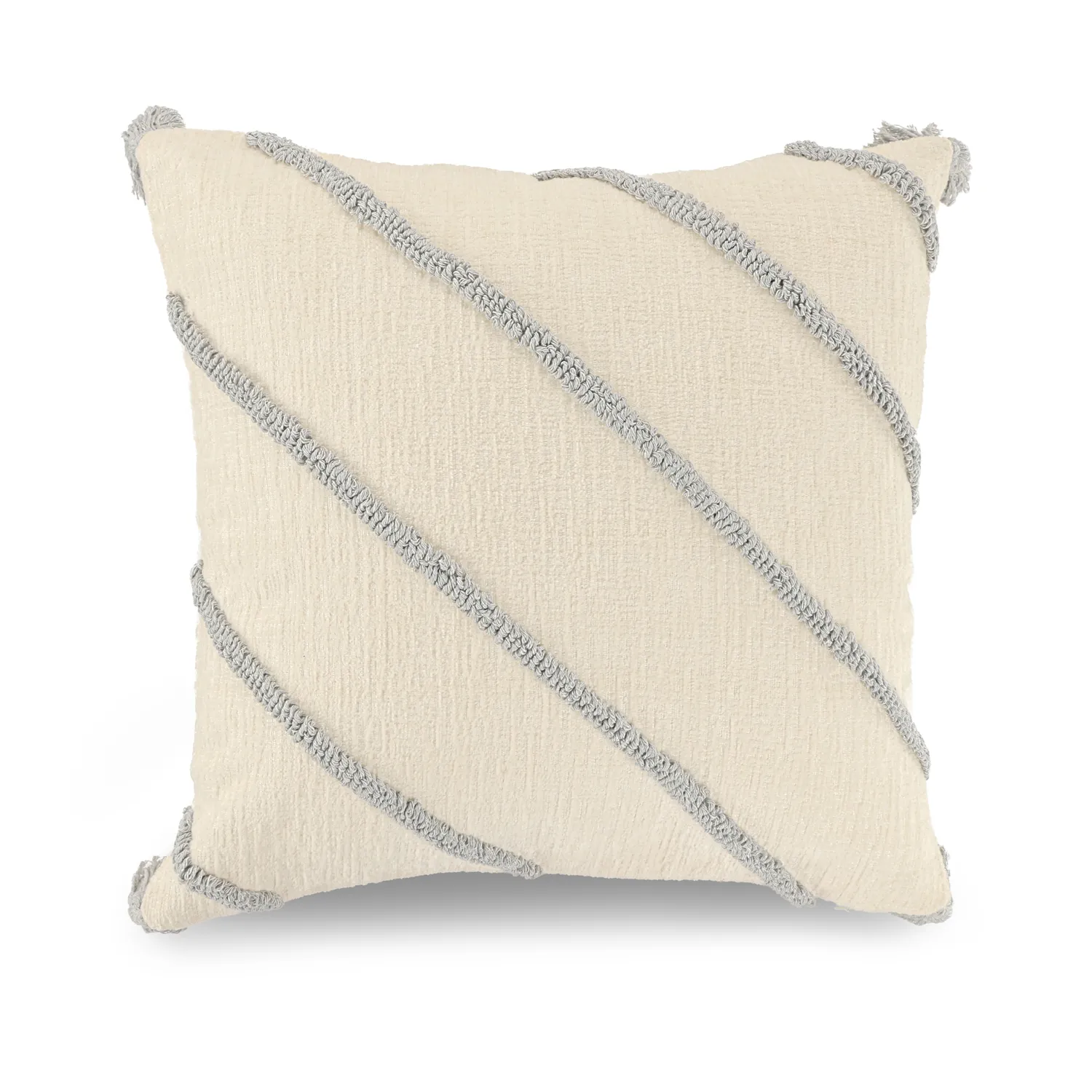 Pudebetræk - Montreux (off white/grå)