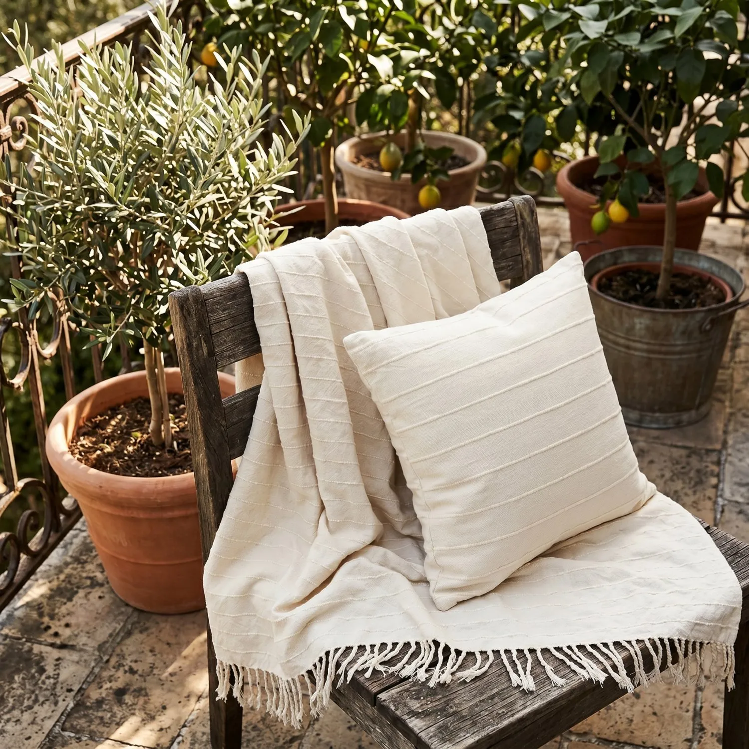 Pudebetræk - Nalani cotton cushion cover (fløde)