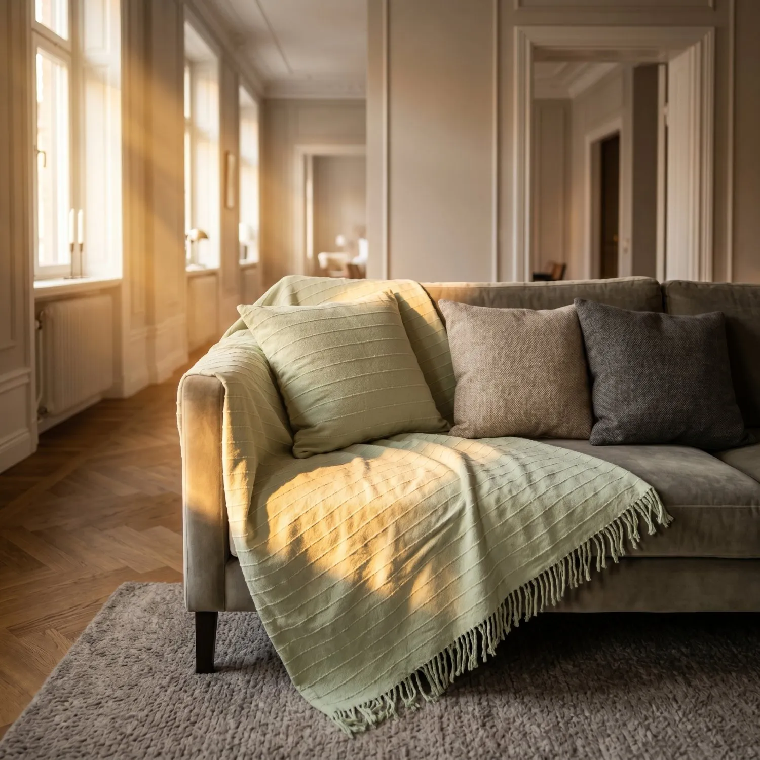 Pudebetræk - Nalani cotton cushion cover (lysegrøn)
