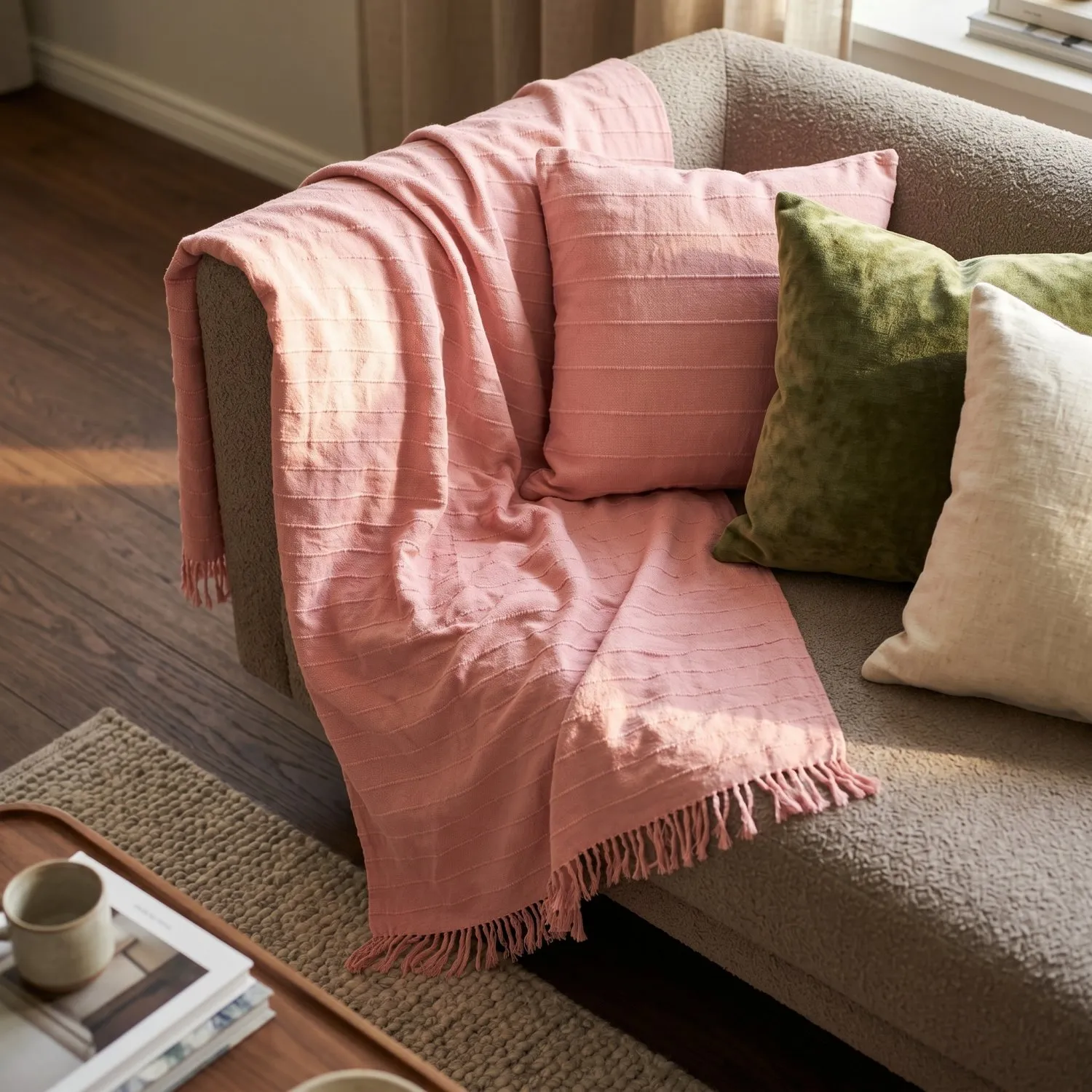 Pudebetræk - Nalani cotton cushion cover (lyserød)