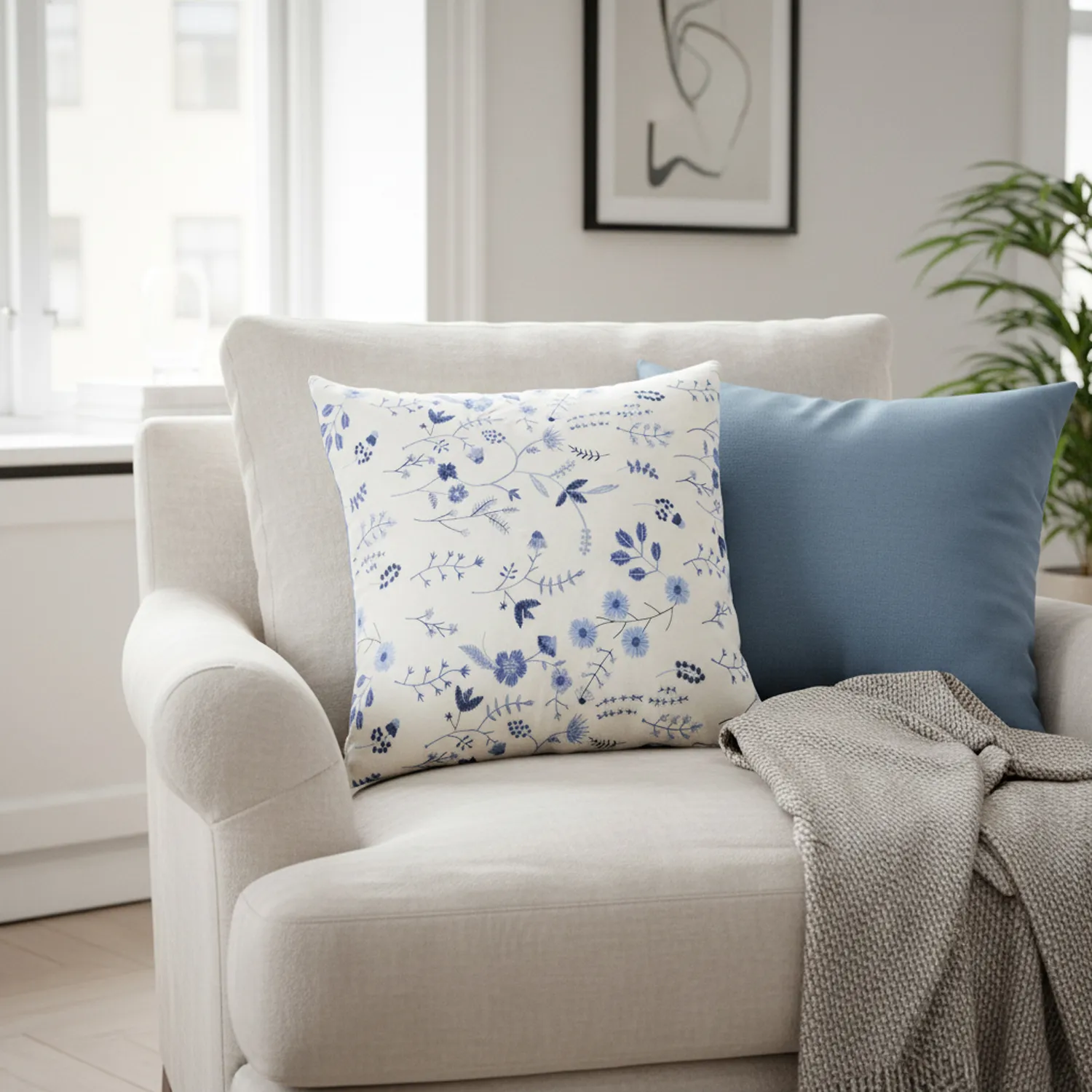 Pudebetræk - Stavanger Embroidered Cushion Cover (multi)