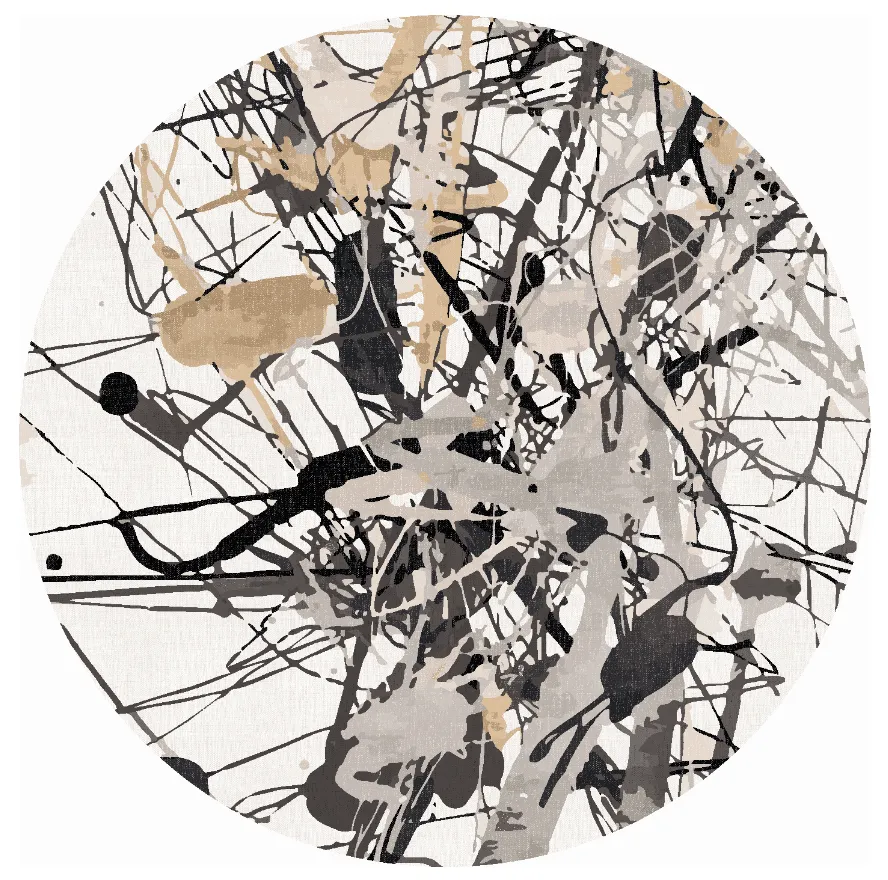 Rundt tæppe - Lawrance (grå/hvid)