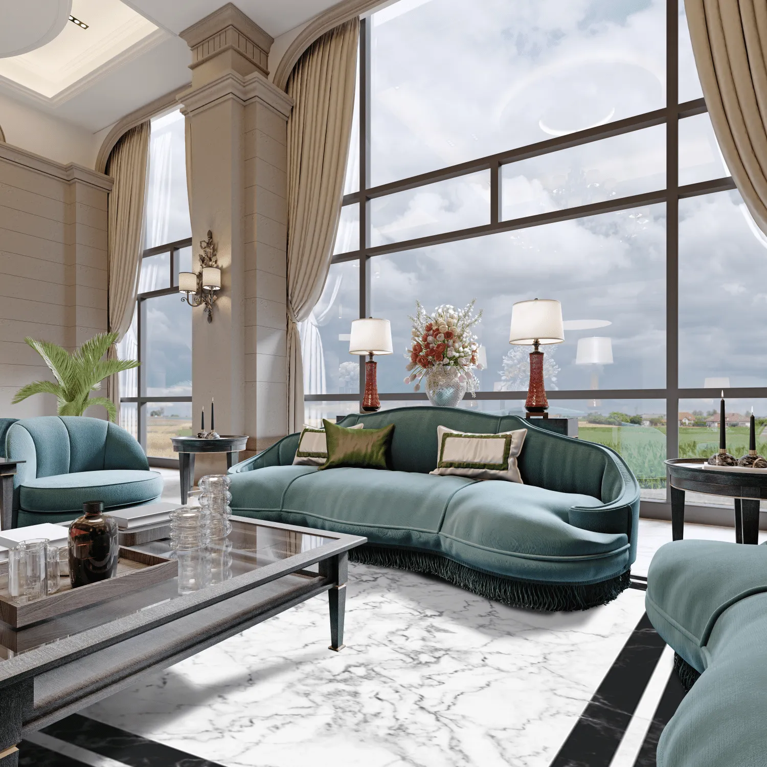 Wilton-tæppe - Amaliada (sort/hvid)