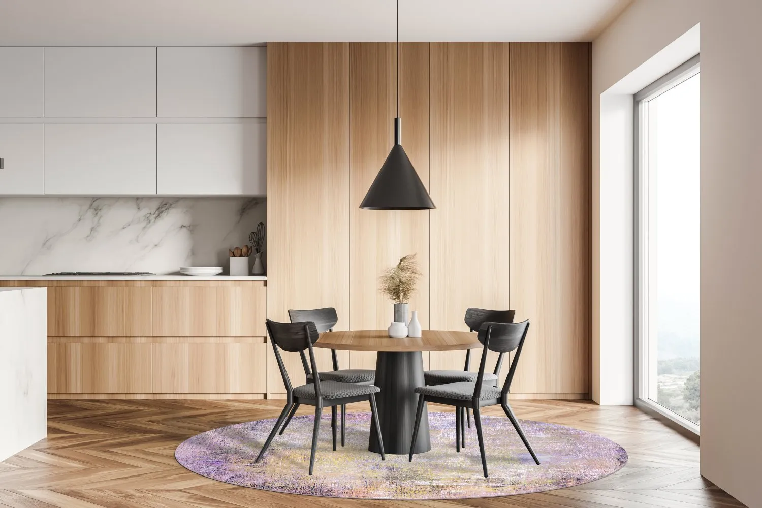 Rundt tæppe - Loures (lilla)