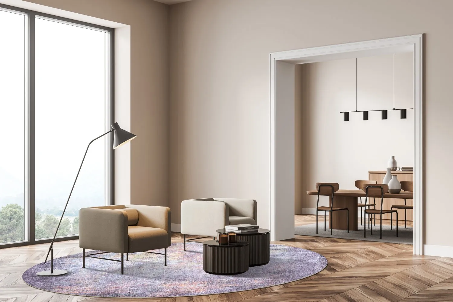 Rundt tæppe - Tarnos (lila)