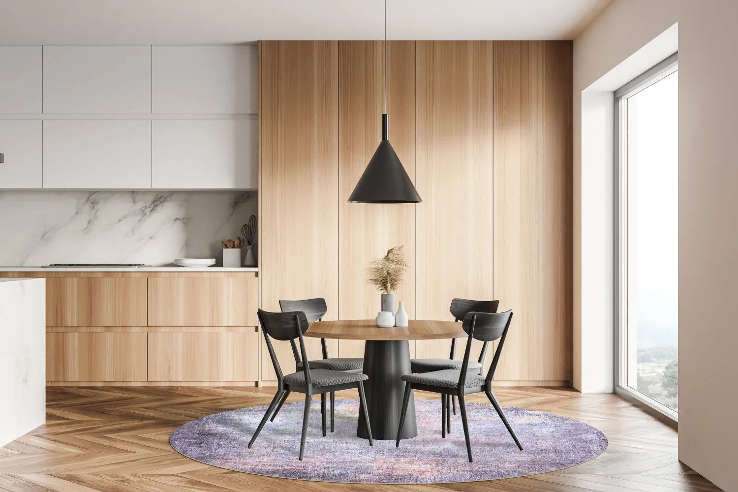 Rundt tæppe - Tarnos (lila)