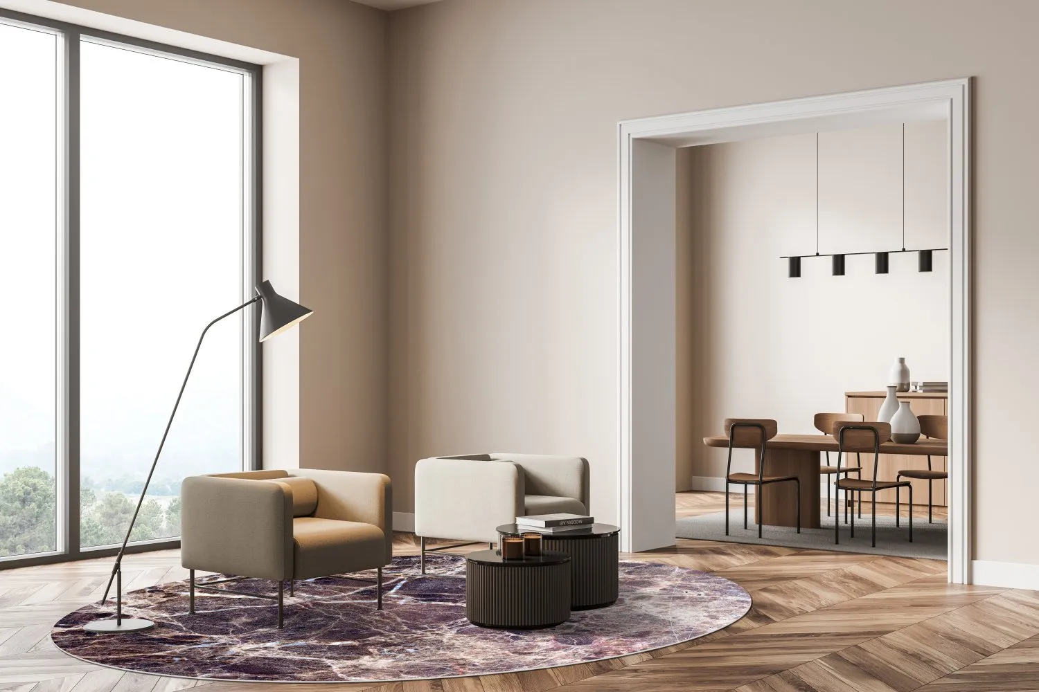 Rundt tæppe - Sines (lilla)