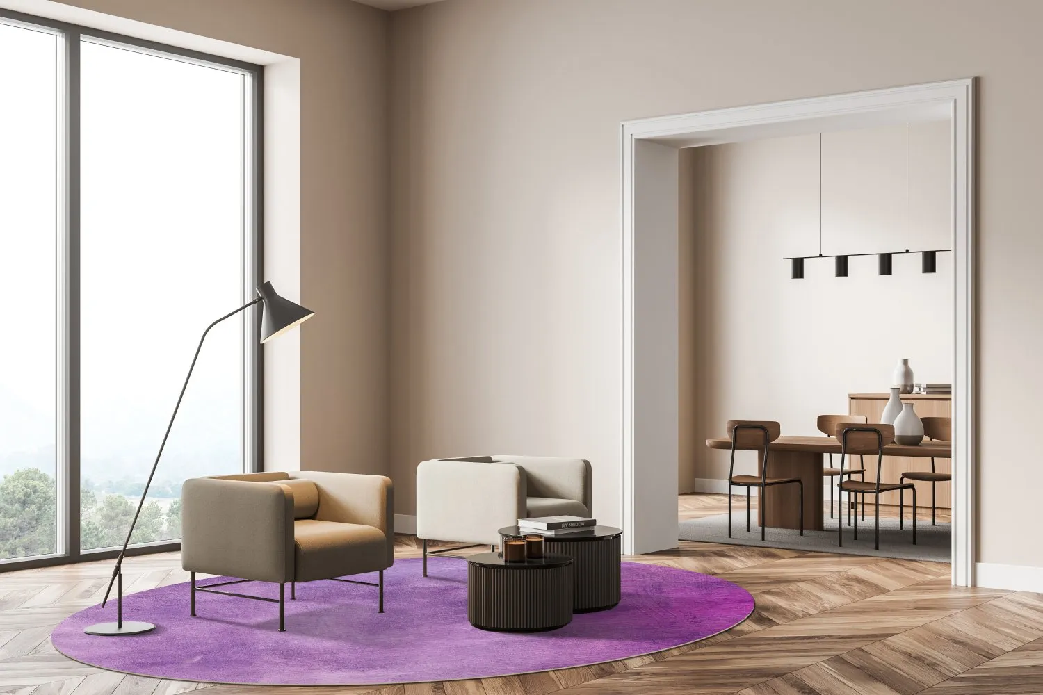 Rundt tæppe - Guillos (lilla)