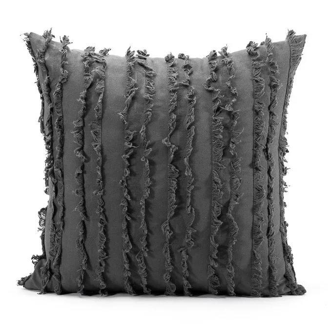 Pudebetræk - Boho Linen 45 x 45 cm (grå)