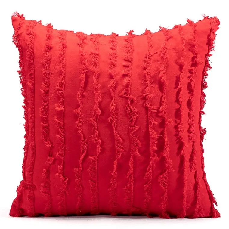 Pudebetræk - Boho Linen 45 x 45 cm (rød)