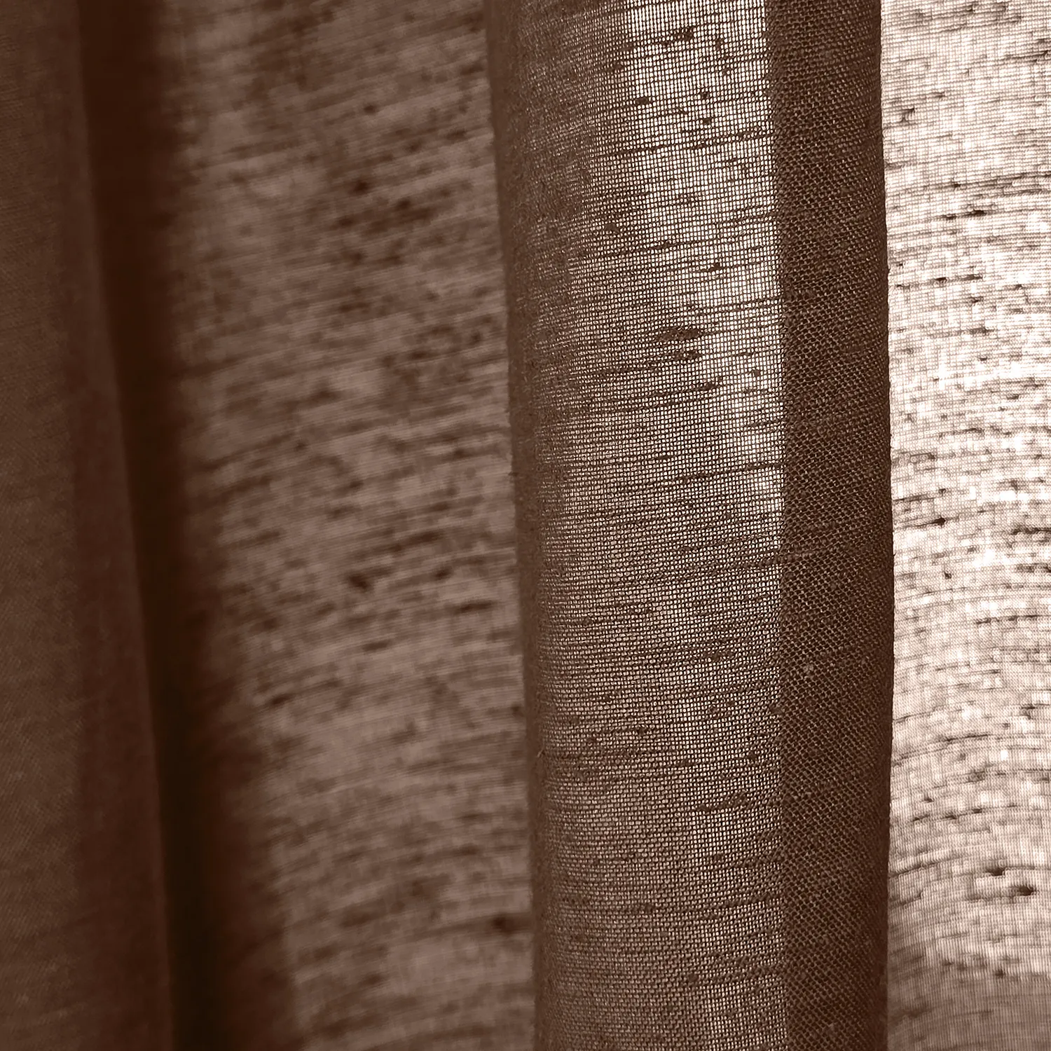 Gardiner 2-pak - Linnedmixgardin Lumira (mørkebrun)