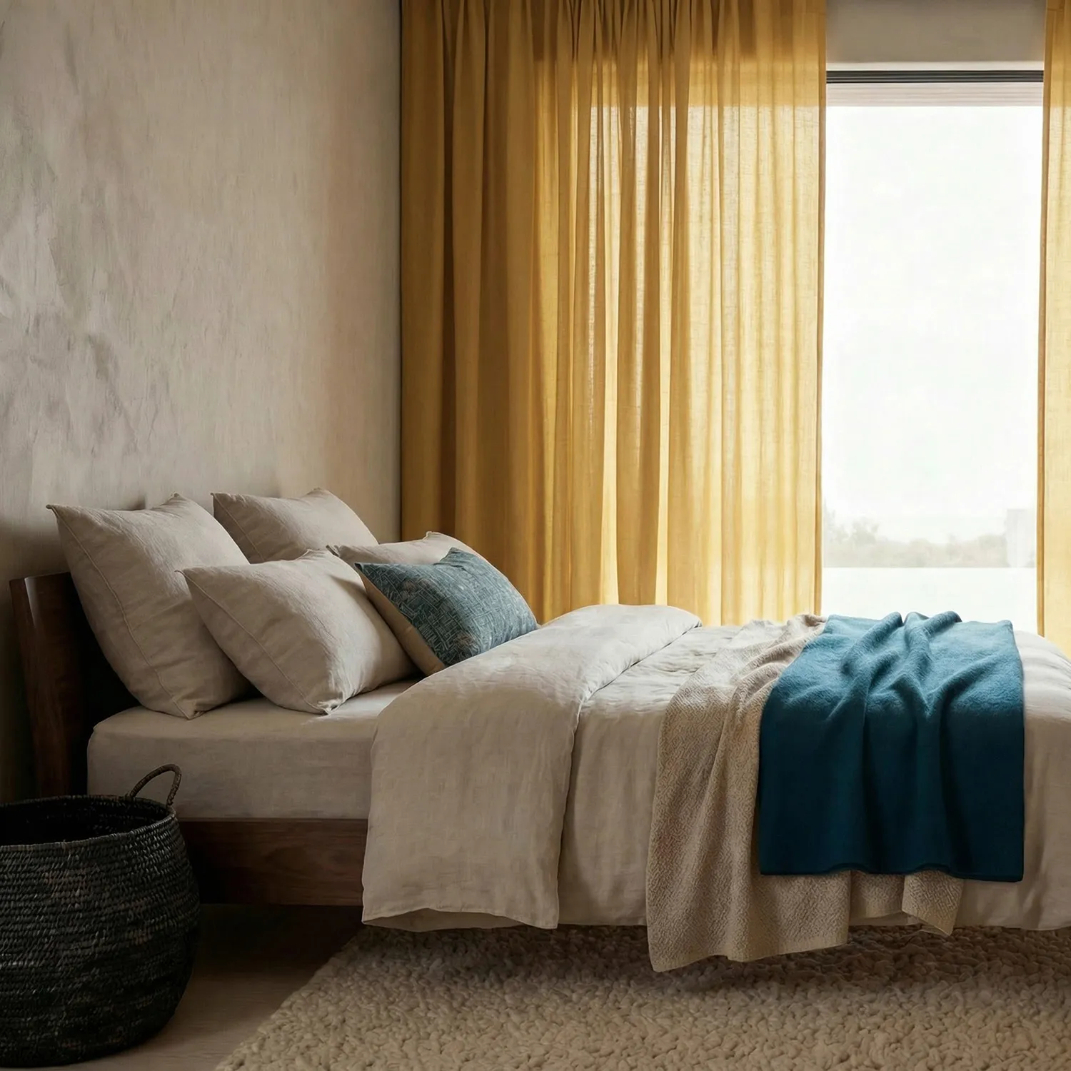 Gardiner 2-pak - Linnedmixgardin Lumira (okker)