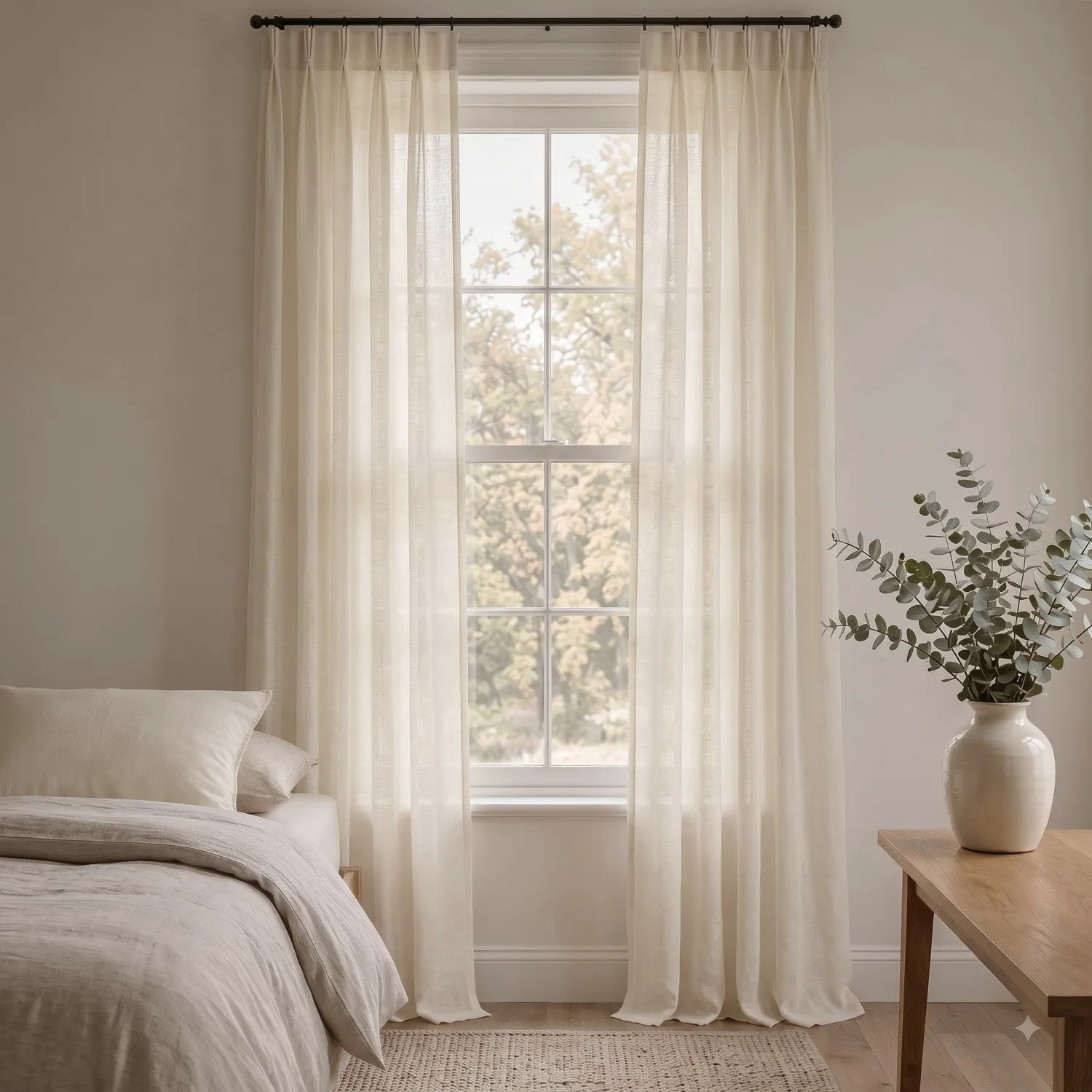 Gardiner 2-pak - Linnedmixgardin Lumira (fløde)