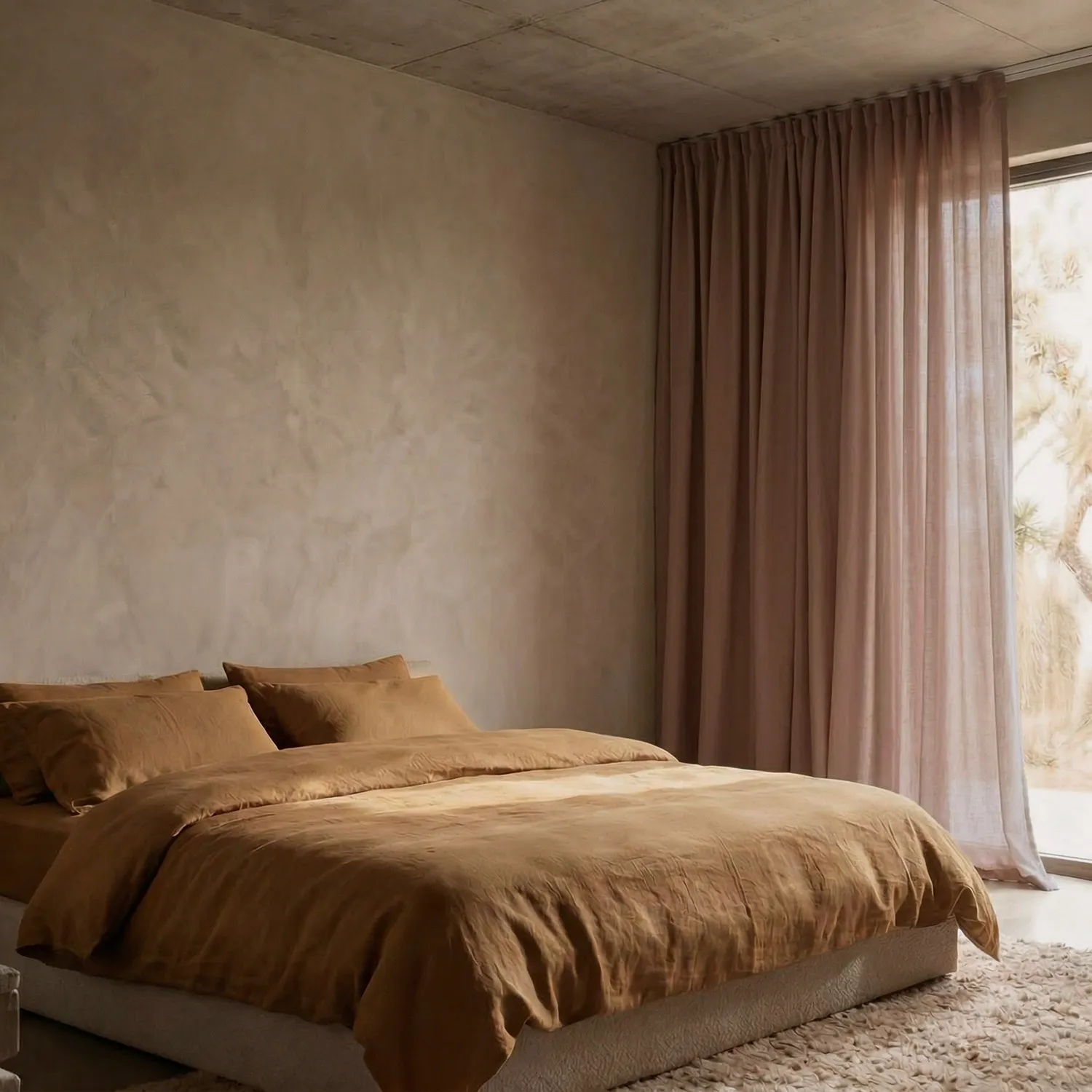 Gardiner 2-pak - Linnedmixgardin Lumira (mørkebrun)