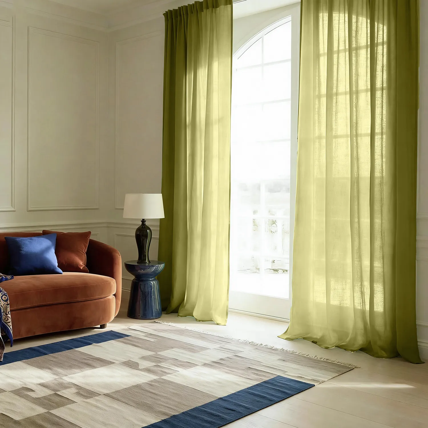 Gardiner 2-pak - Linnedmixgardin Lumira (grøn)