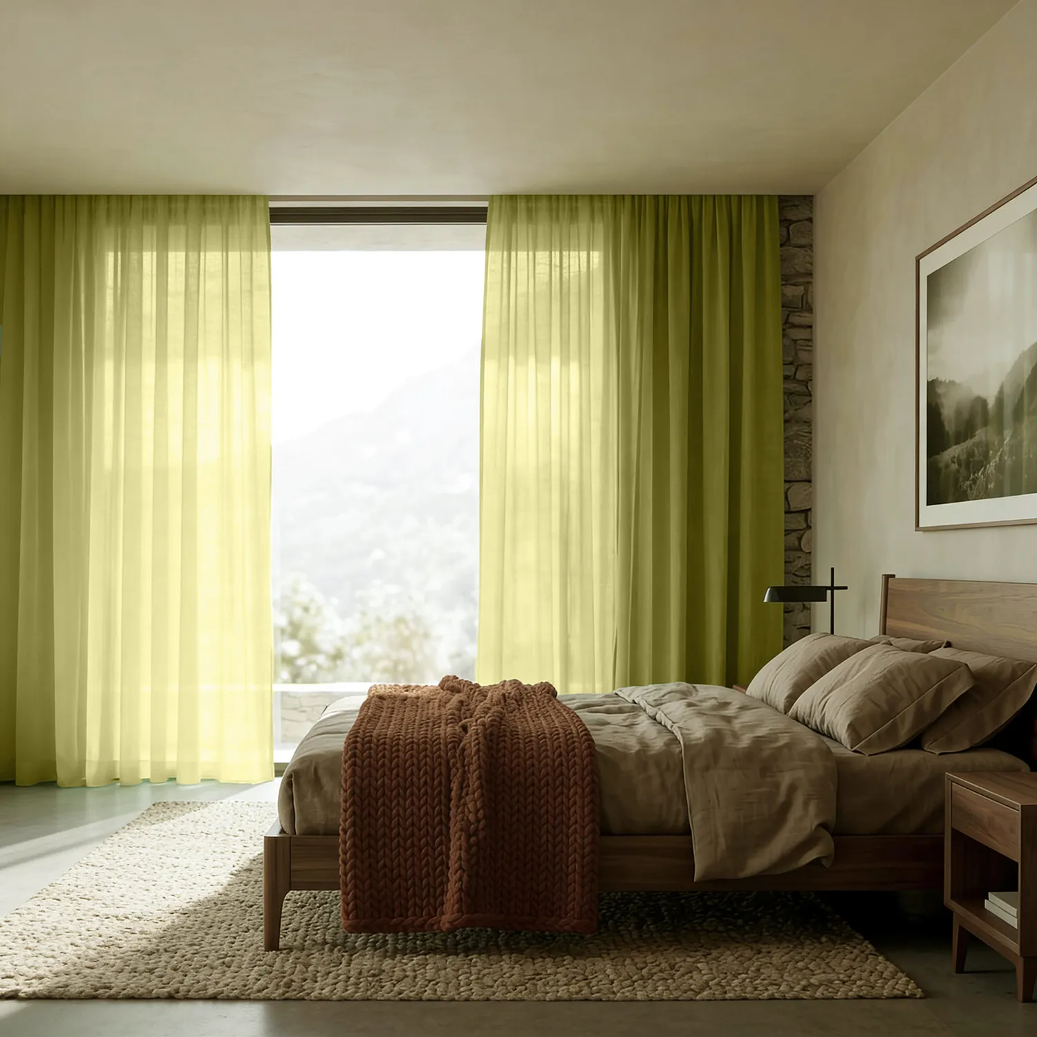 Gardiner 2-pak - Linnedmixgardin Lumira (grøn)