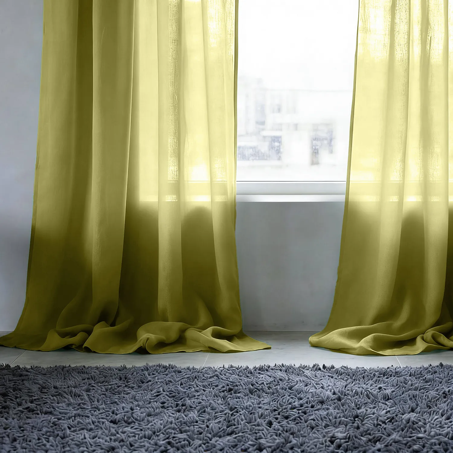 Gardiner 2-pak - Linnedmixgardin Lumira (grøn)