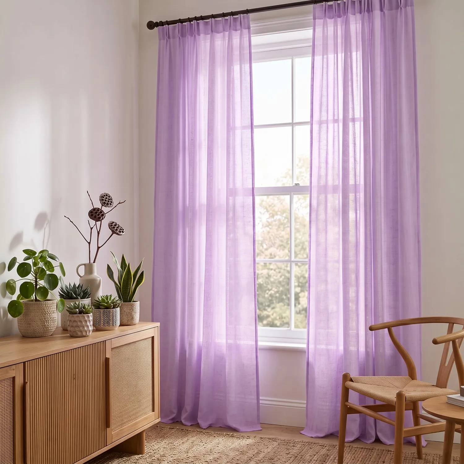 Gardiner 2-pak - Linnedmixgardin Lumira (lilla)