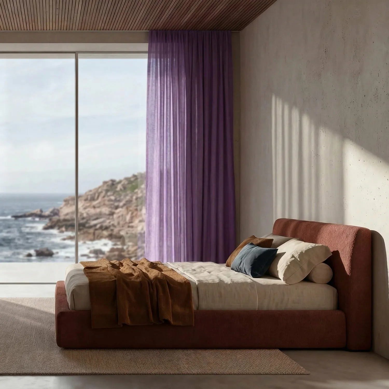 Gardiner 2-pak - Linnedmixgardin Lumira (lilla)