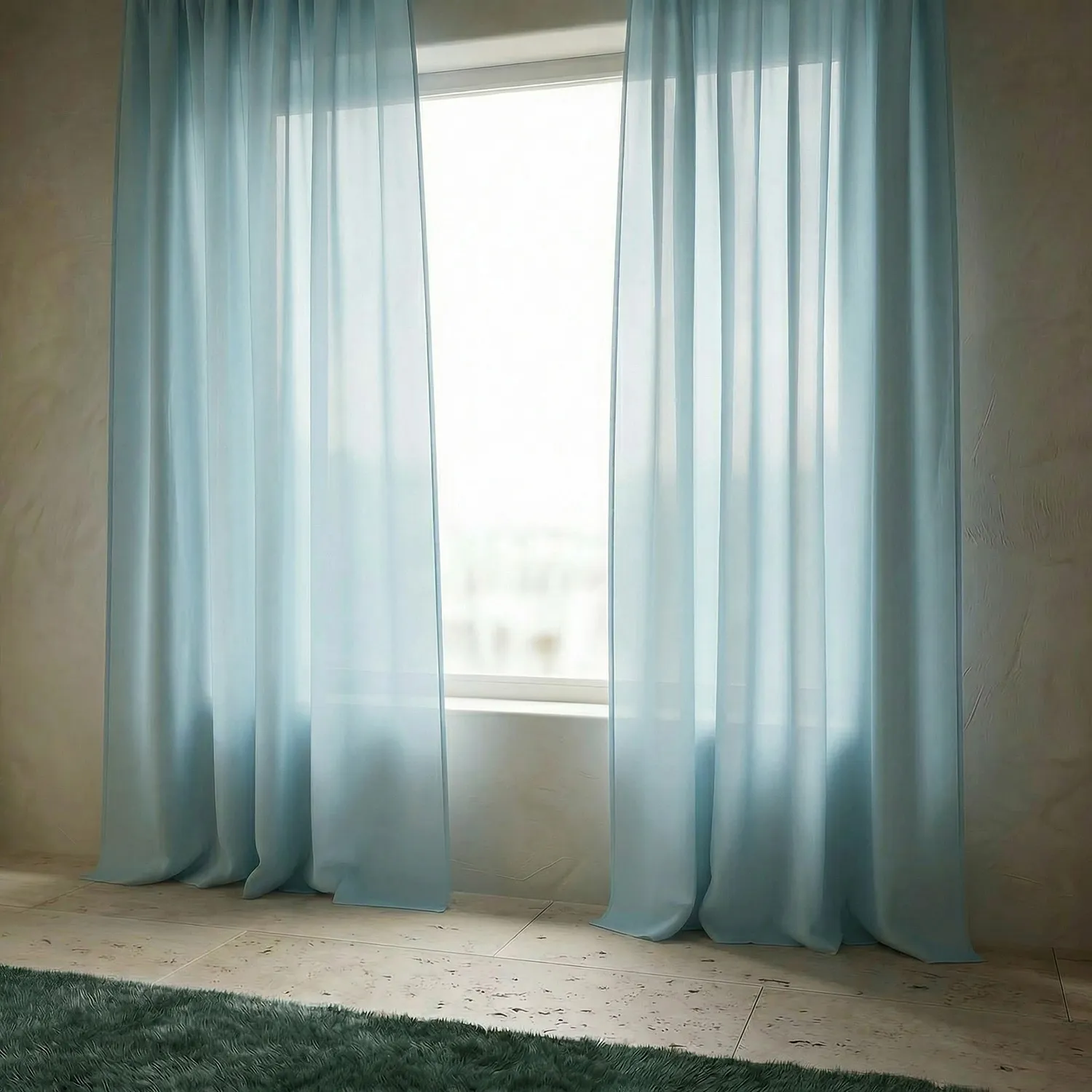 Gardiner 2-pak - Linnedmixgardin Lumira (lyseblå)