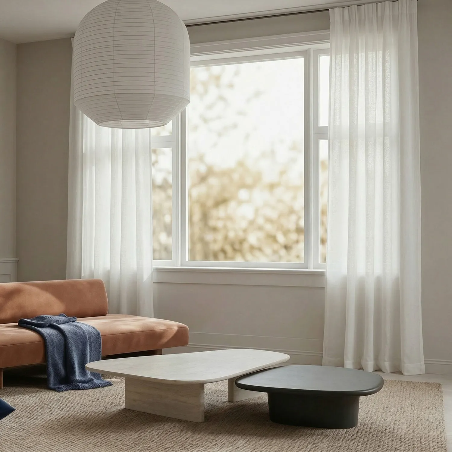 Gardiner 2-pak - Linnedmixgardin Lumira (hvid)