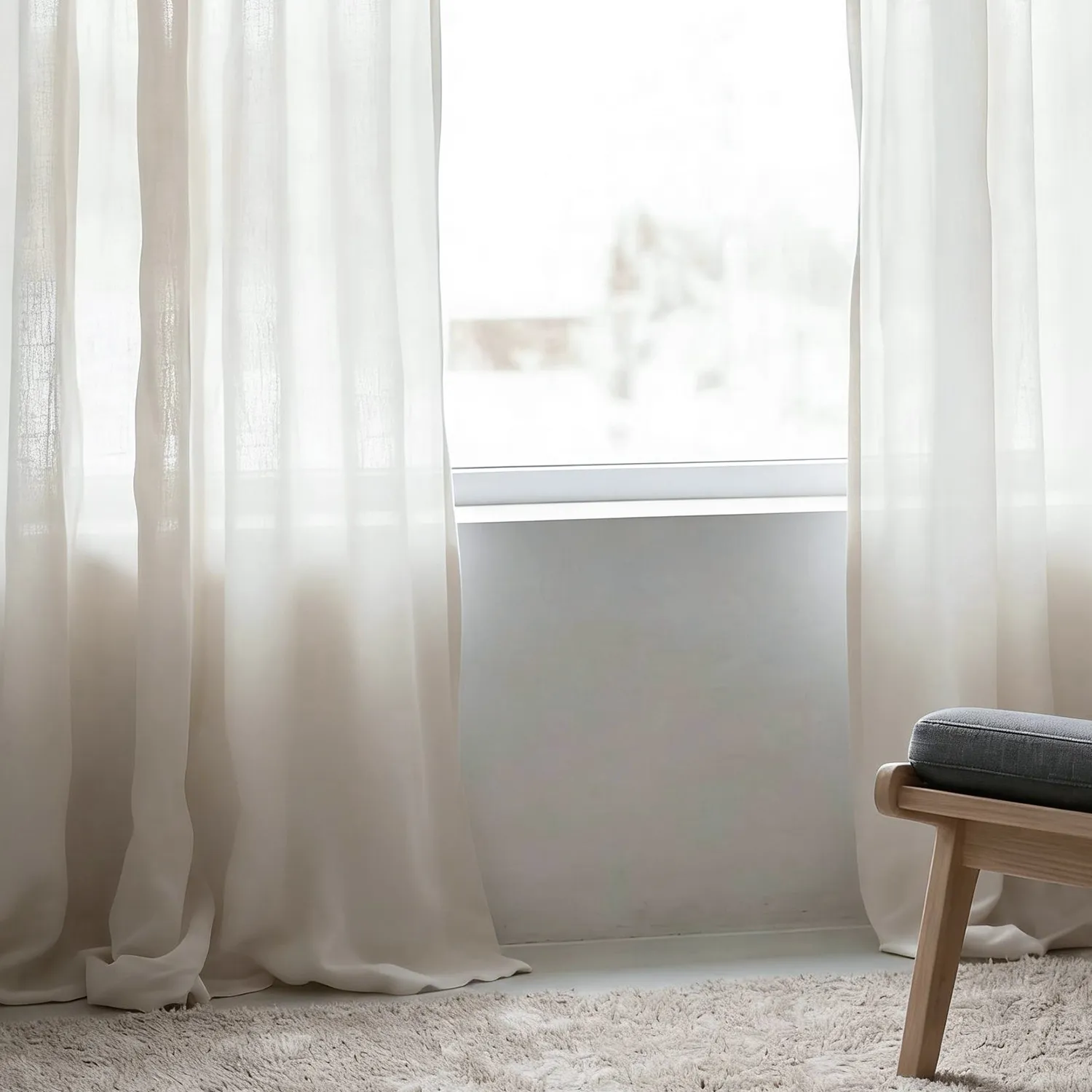 Gardiner 2-pak - Linnedmixgardin Lumira (hvid)