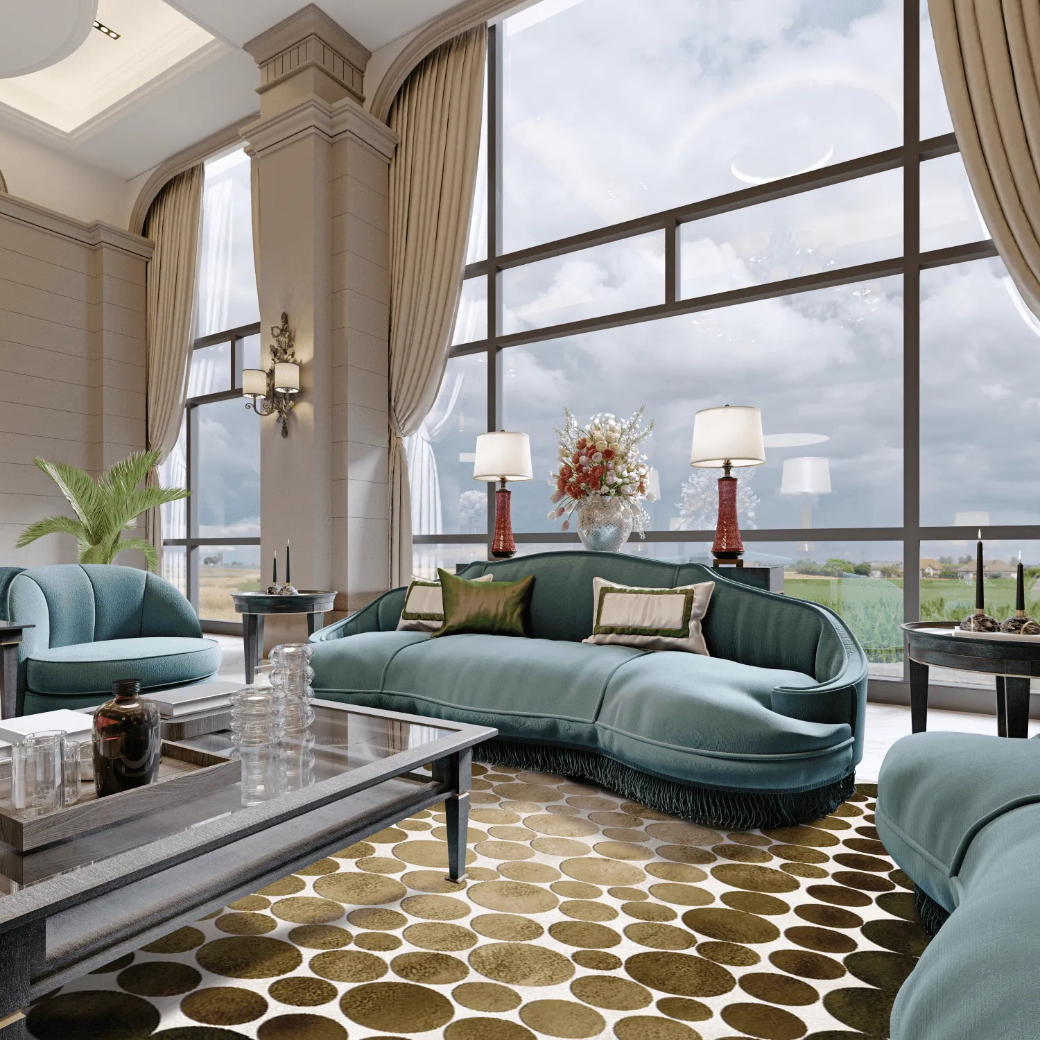 Wilton-tæppe - Marineo (brun/grøn)