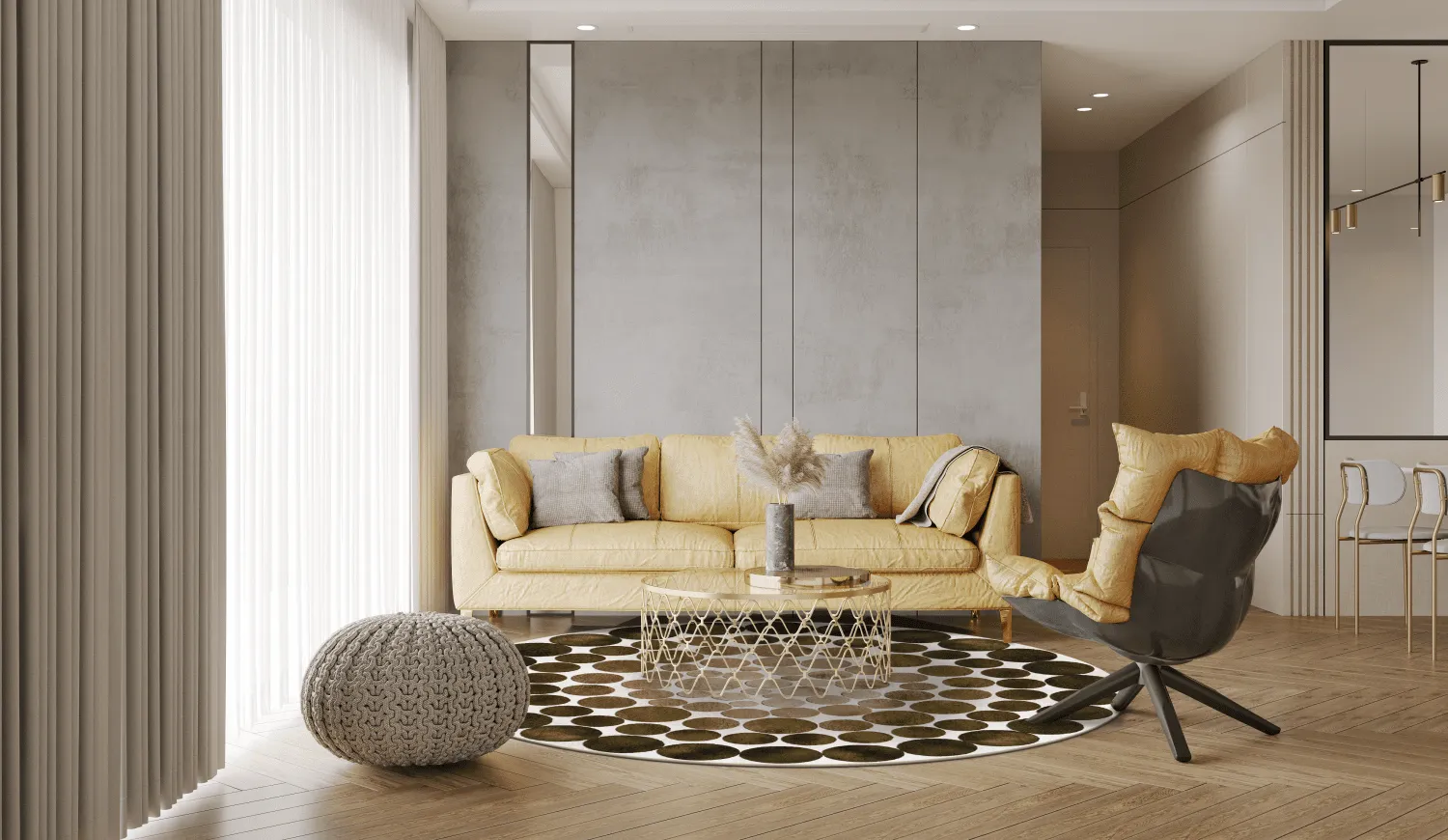 Rundt tæppe - Marineo (brun/grøn)