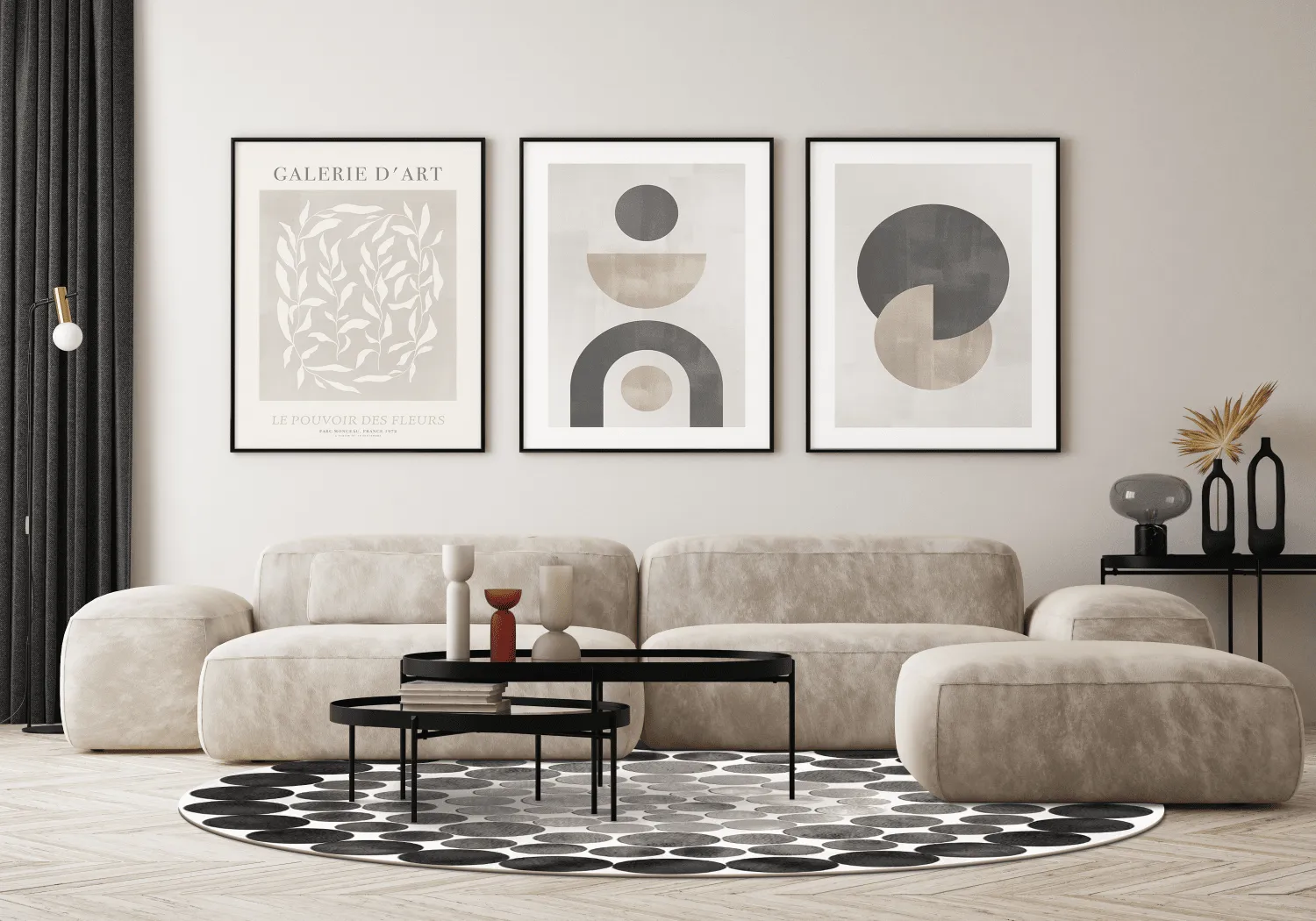 Rundt tæppe - Marineo (grå)