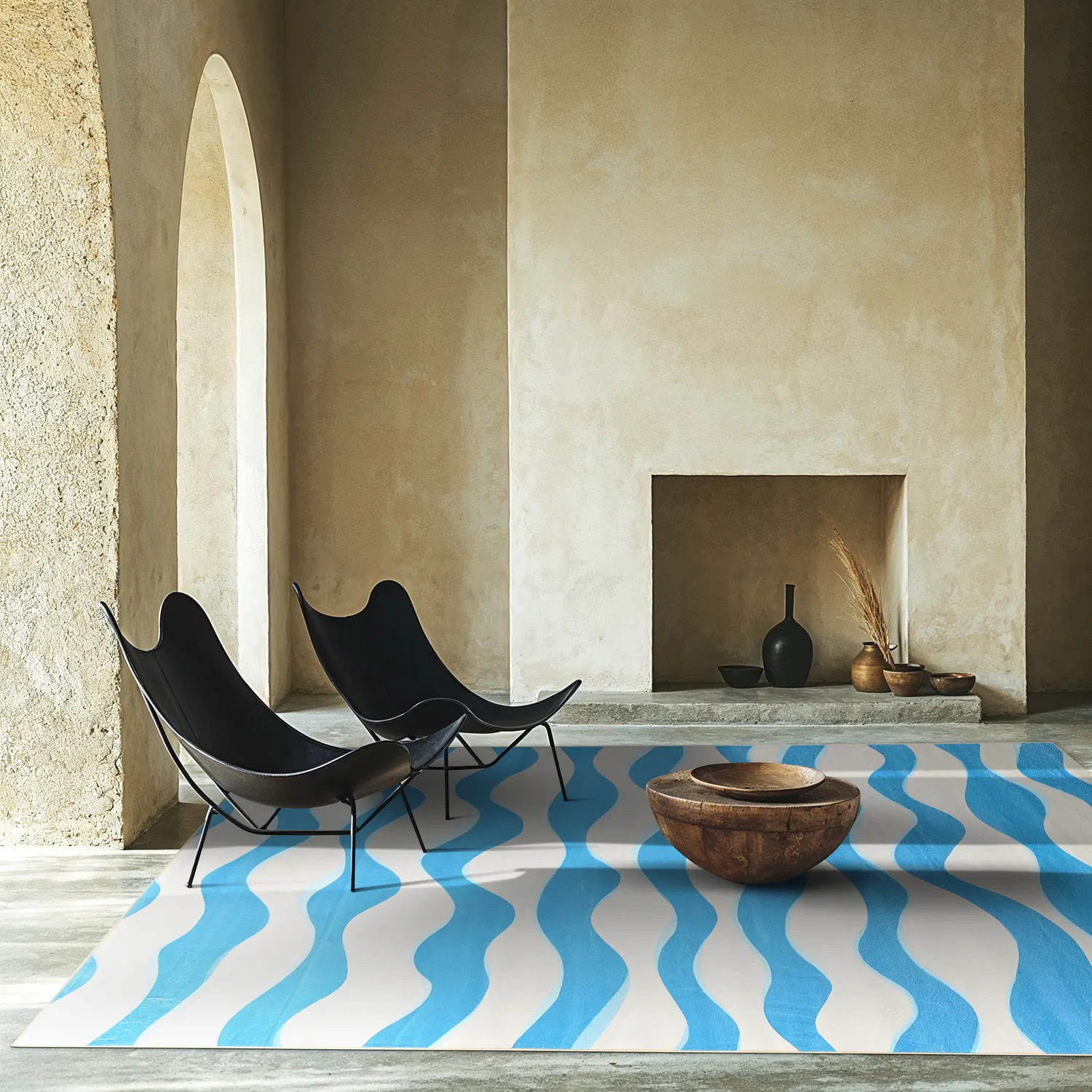 Wilton-tæppe - Marsala (blå/hvid)