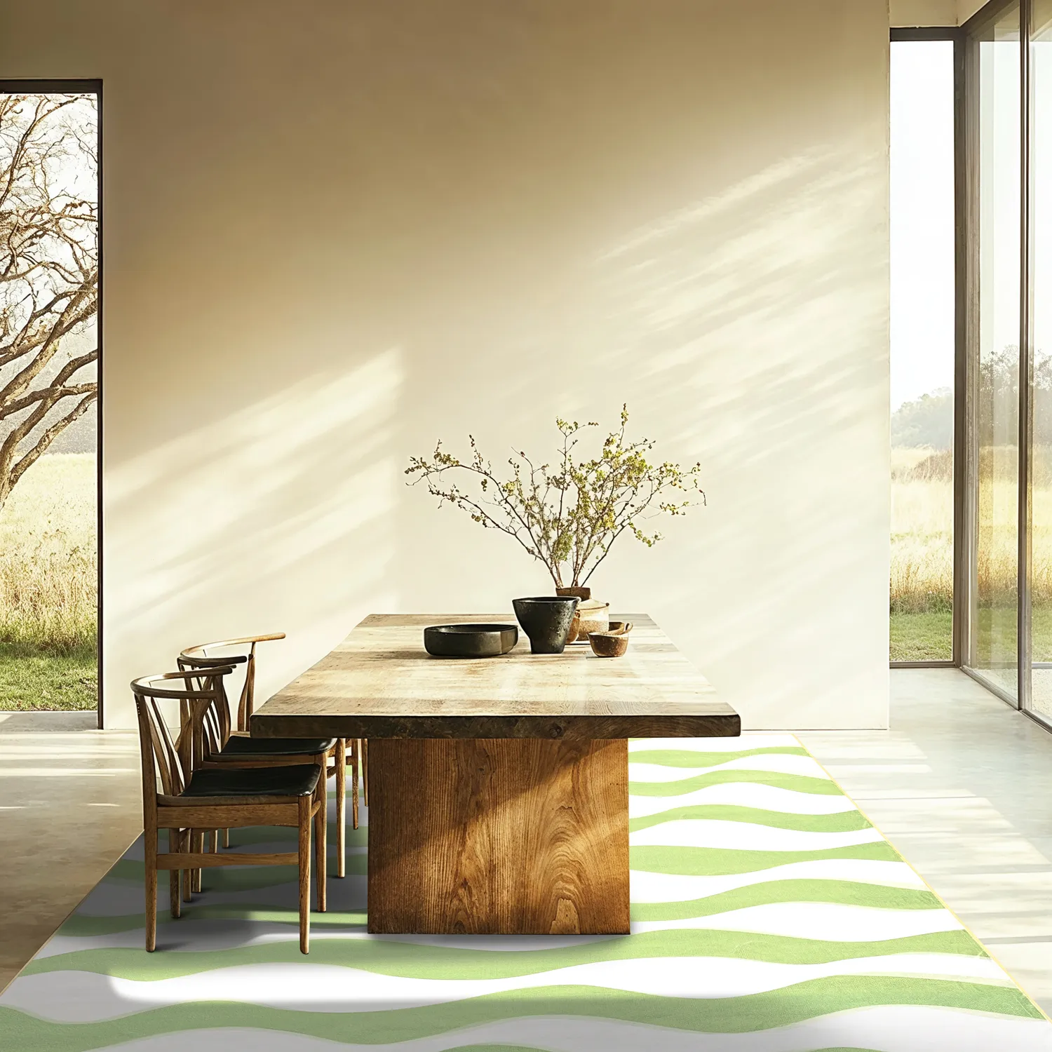 Wilton-tæppe - Marsala (grøn/hvid)