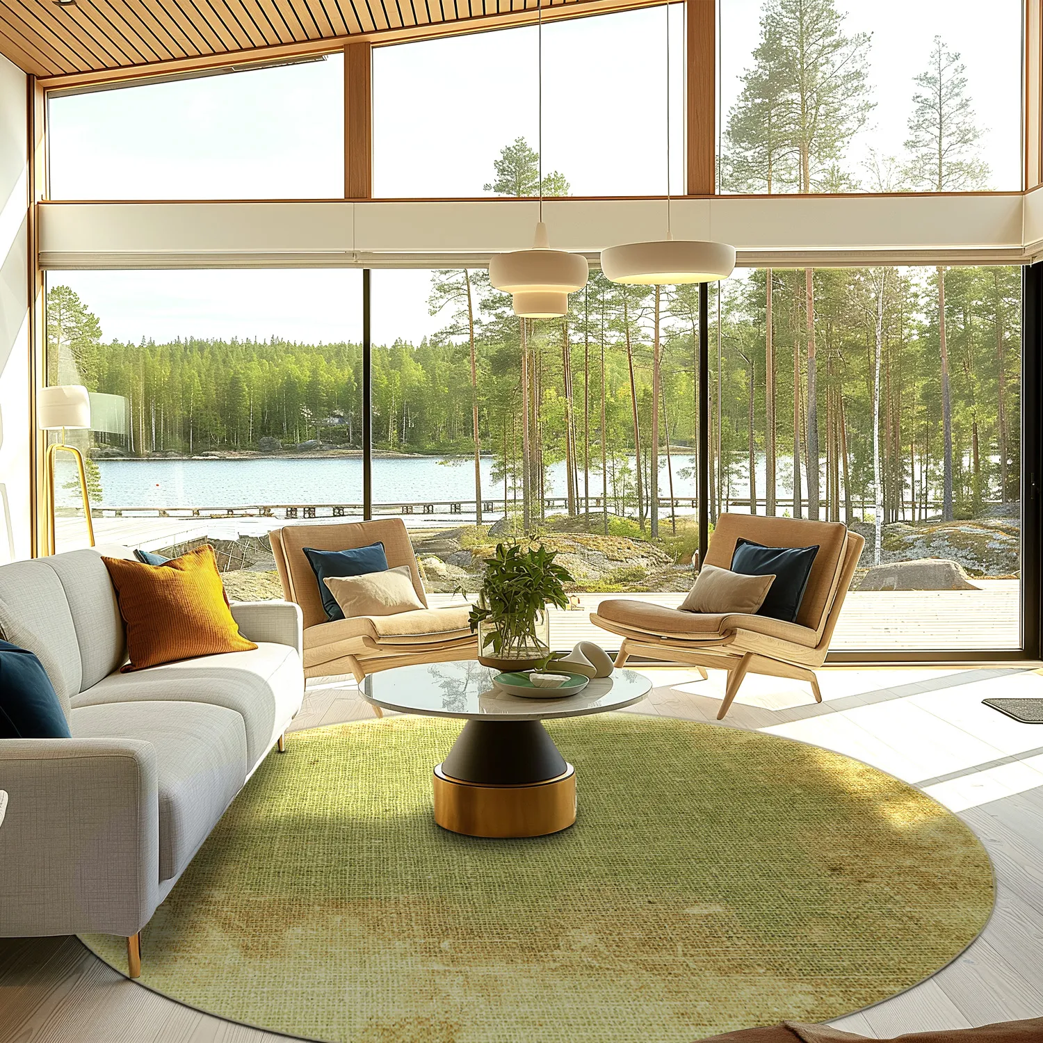 Rundt tæppe - Albaida (grøn)