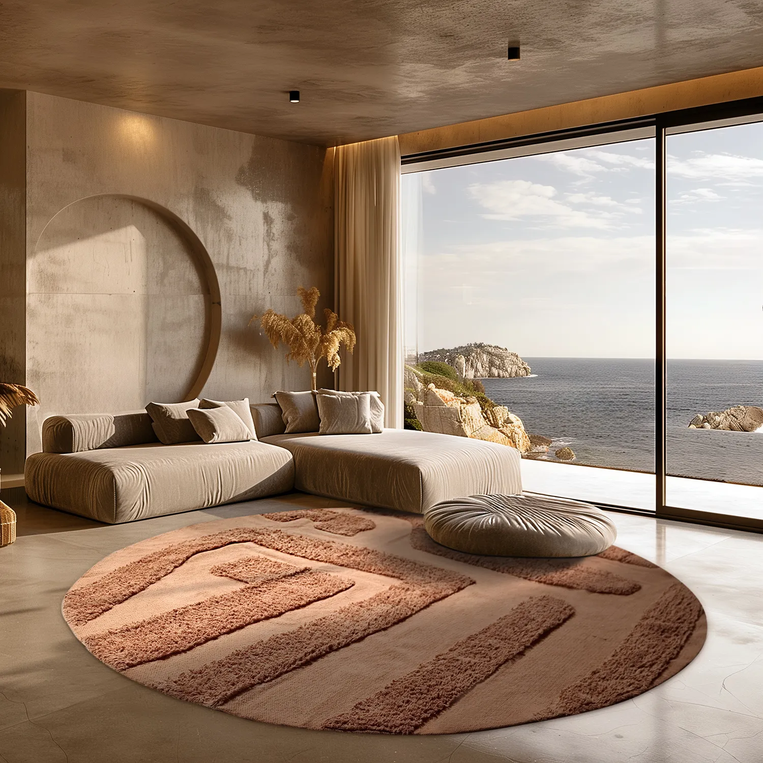 Runde tæpper - Alexa Natural Cotton Shaggy (terracotta)