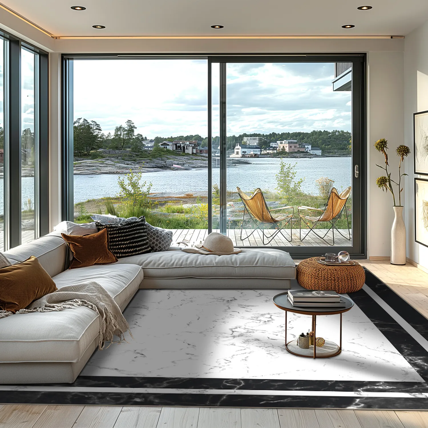 Wilton-tæppe - Amaliada (sort/hvid)