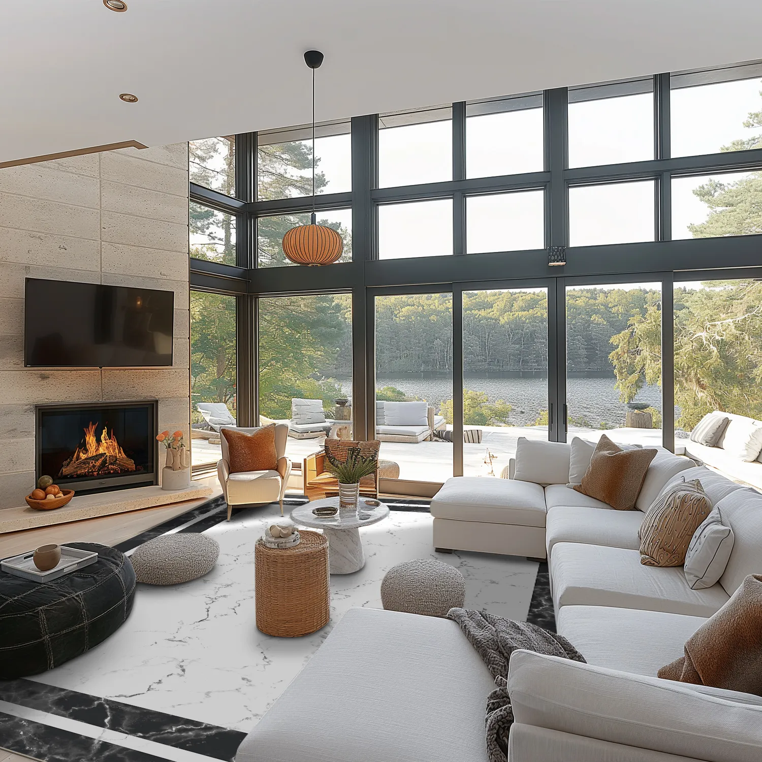 Wilton-tæppe - Amaliada (sort/hvid)