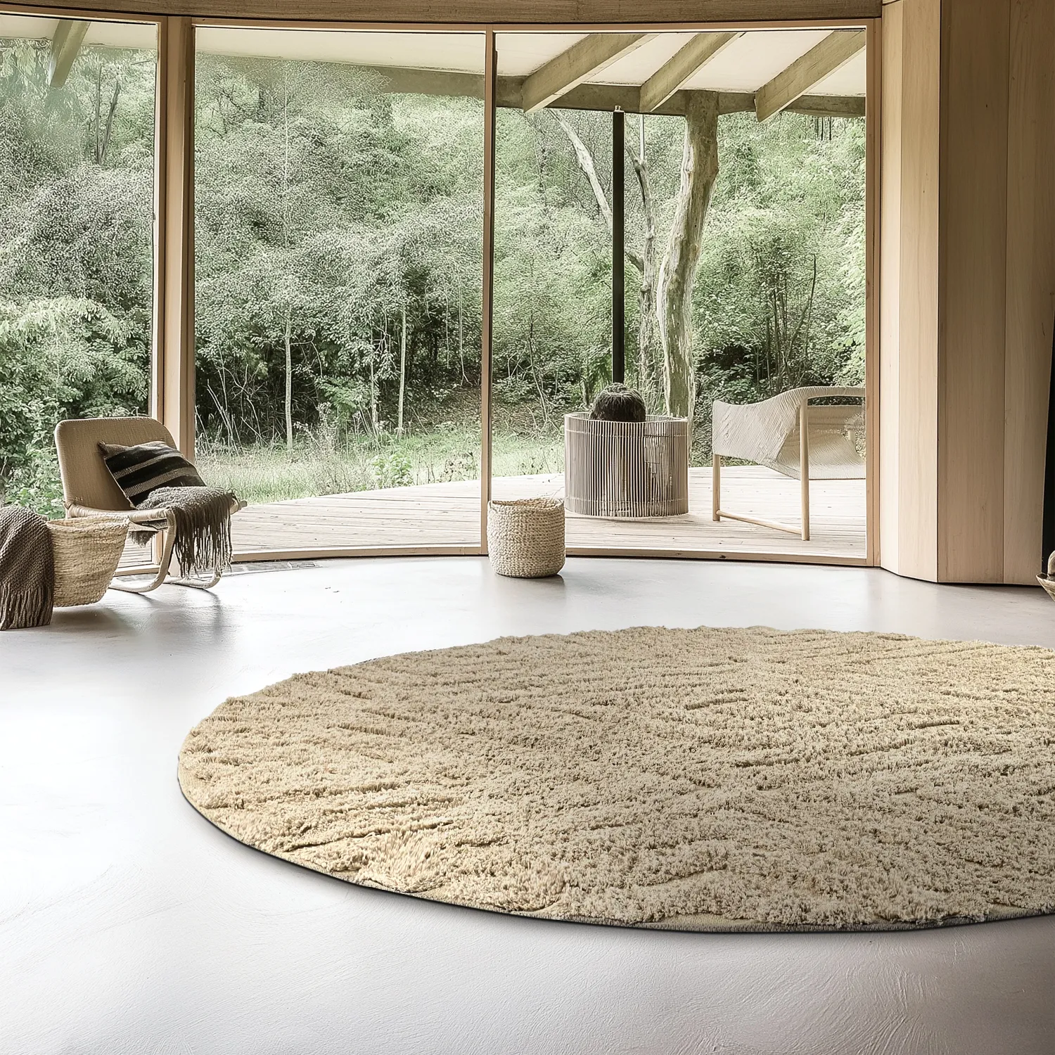 Runde tæpper - Amberley Natural Cotton Shaggy (beige)