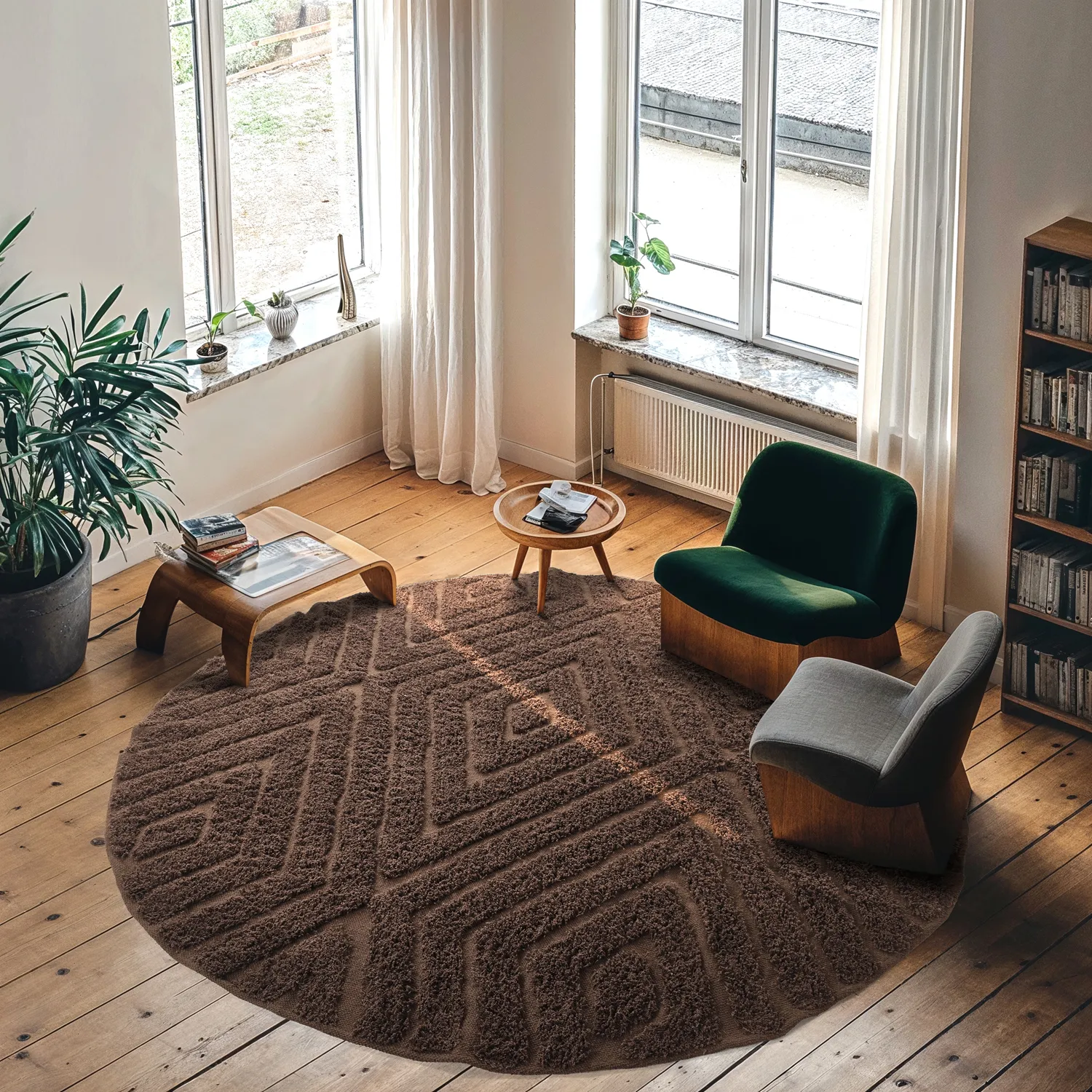 Runde tæpper - Amberley Natural Cotton Shaggy (brun)
