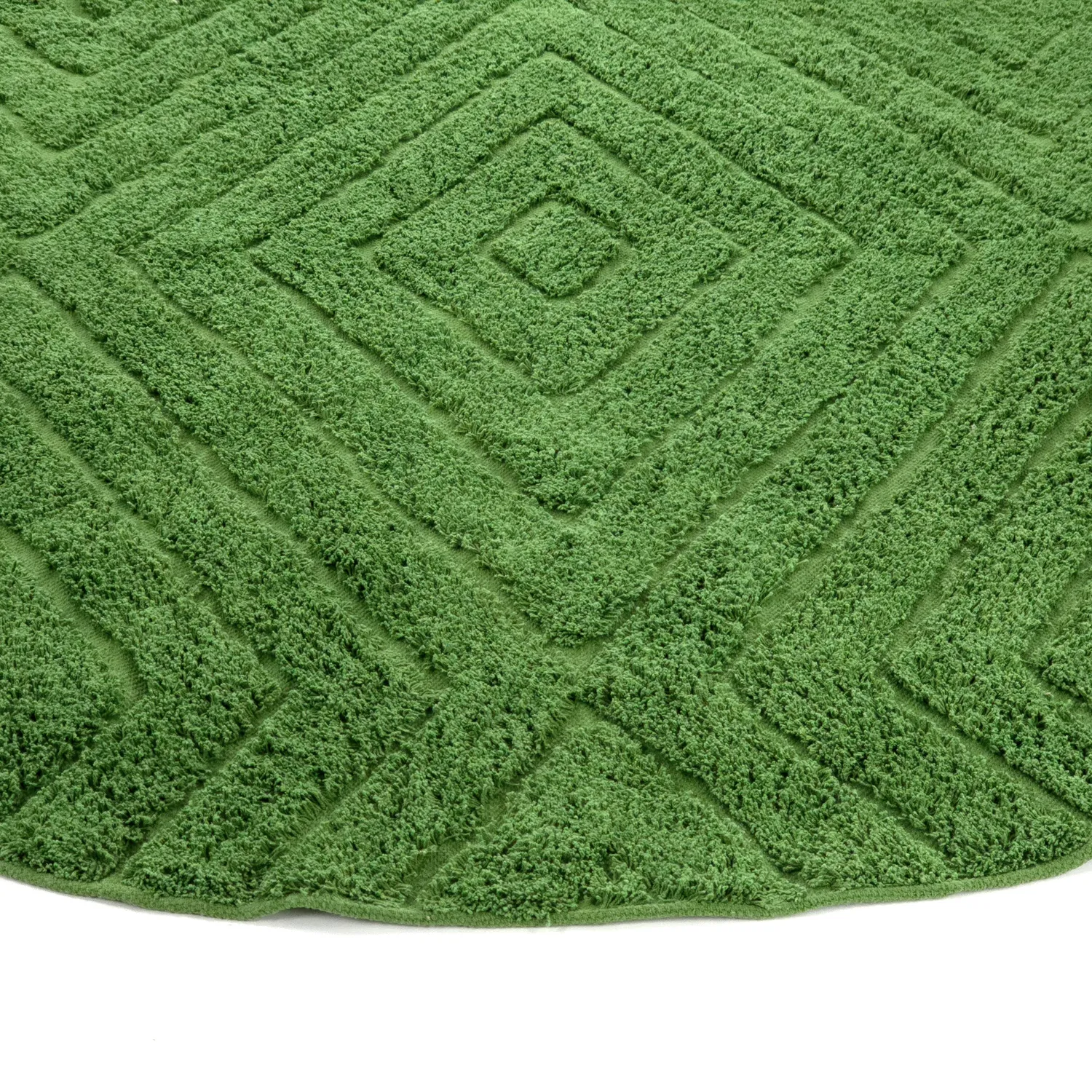 Runde tæpper - Amberley Natural Cotton Shaggy (grøn)