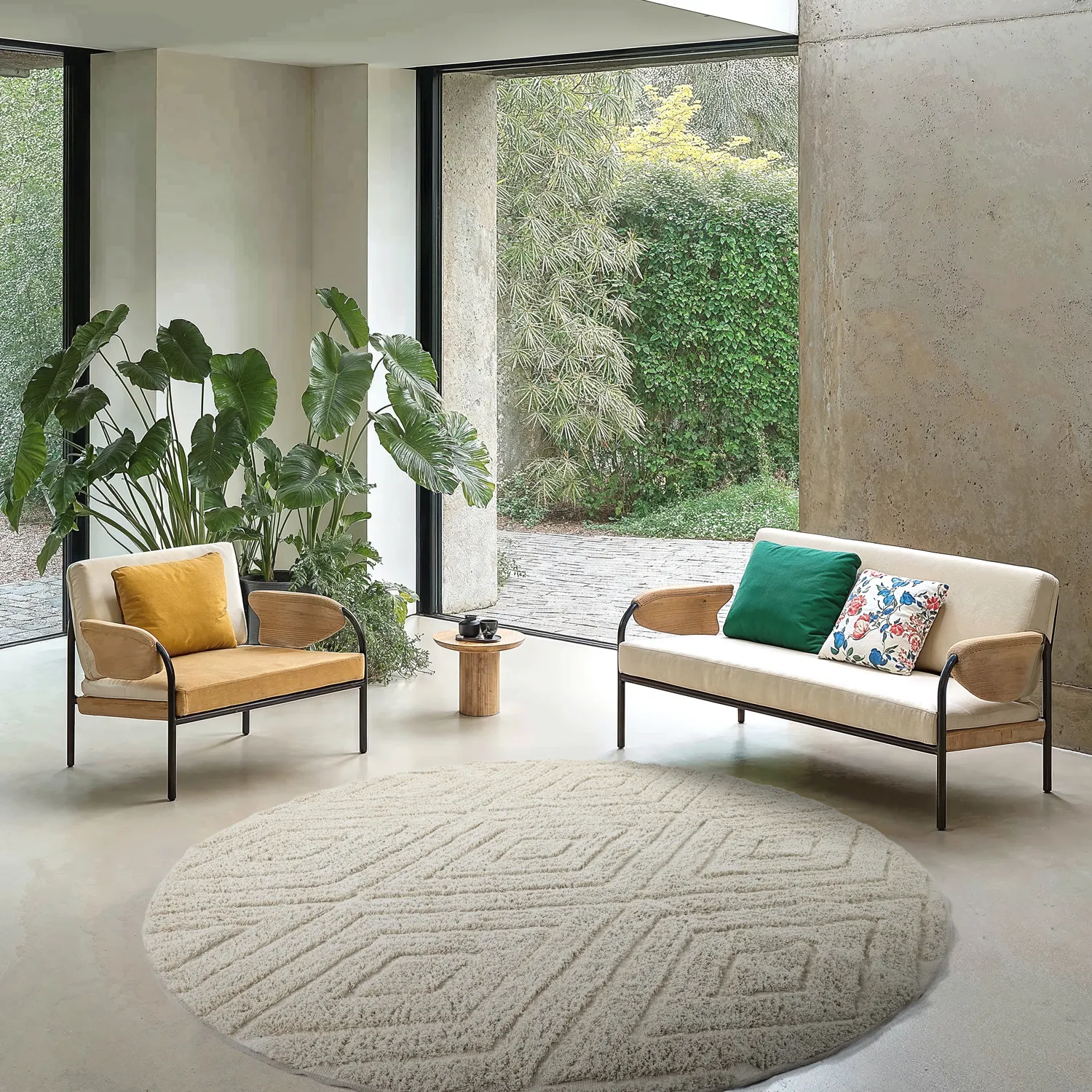 Runde tæpper - Amberley Natural Cotton Shaggy (off-white)