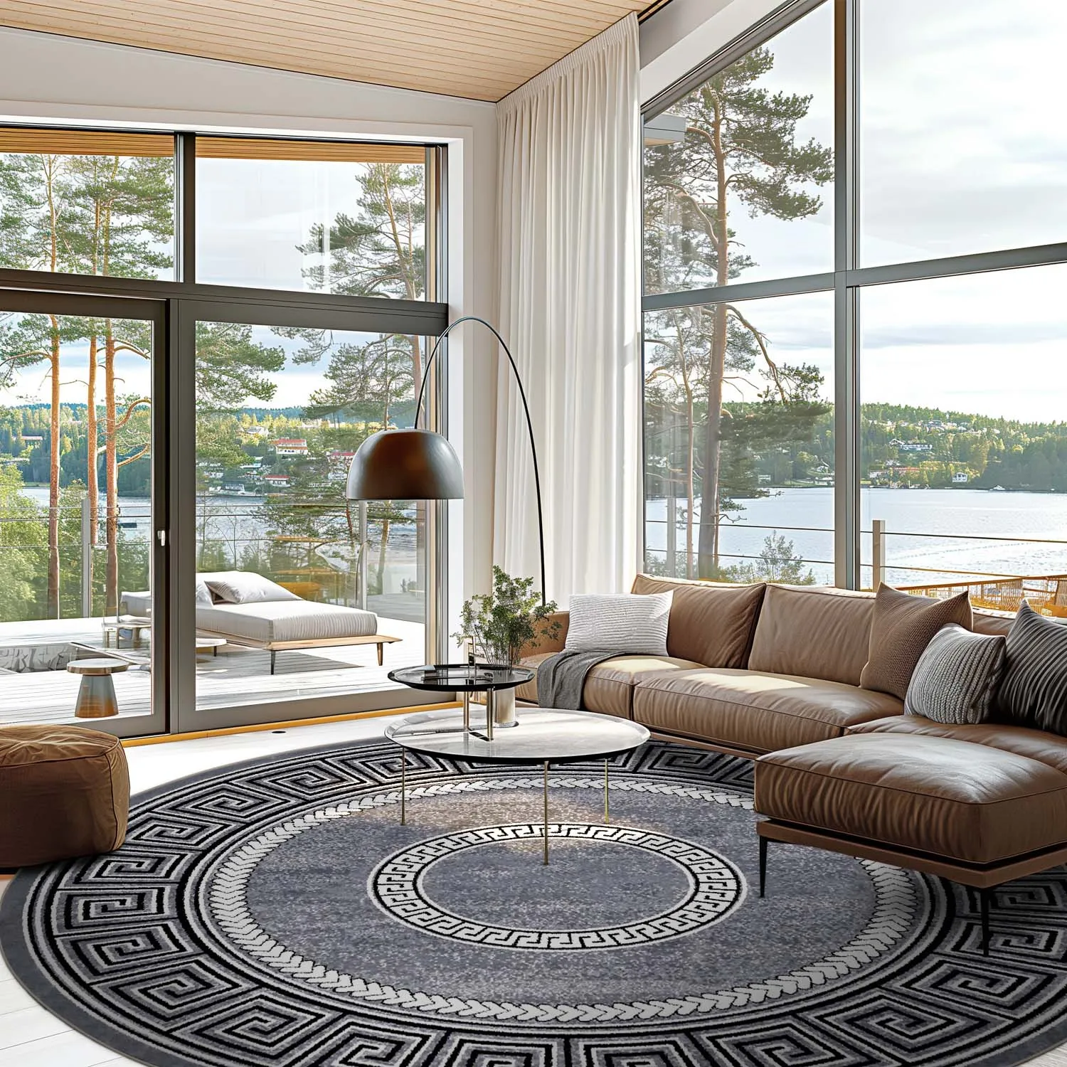 Rundt tæppe - Ankara Versace (grå)